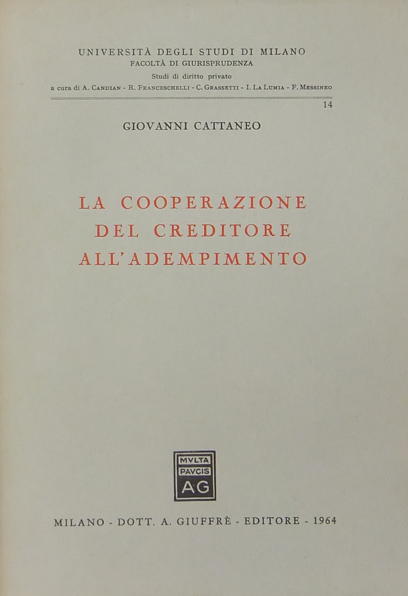 La cooperazione del creditore all'adempimento