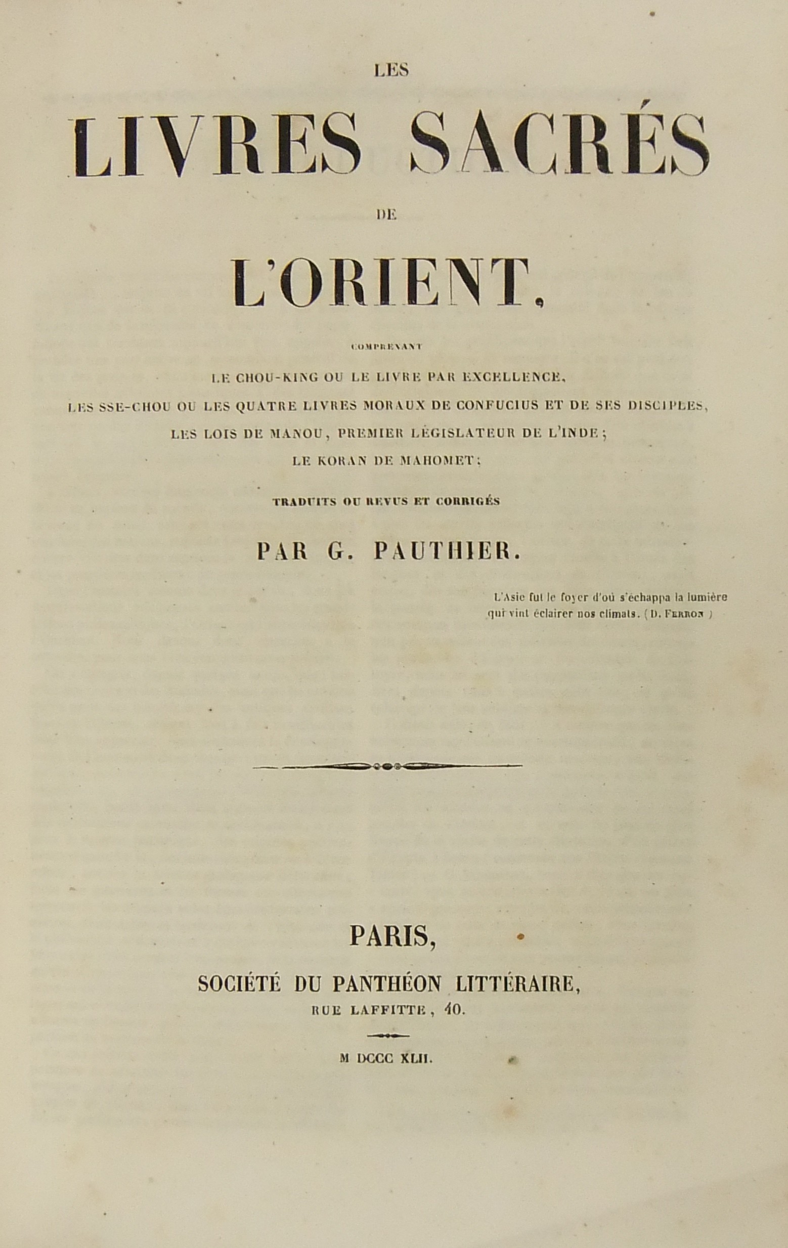 Les livres sacres de l'Orient