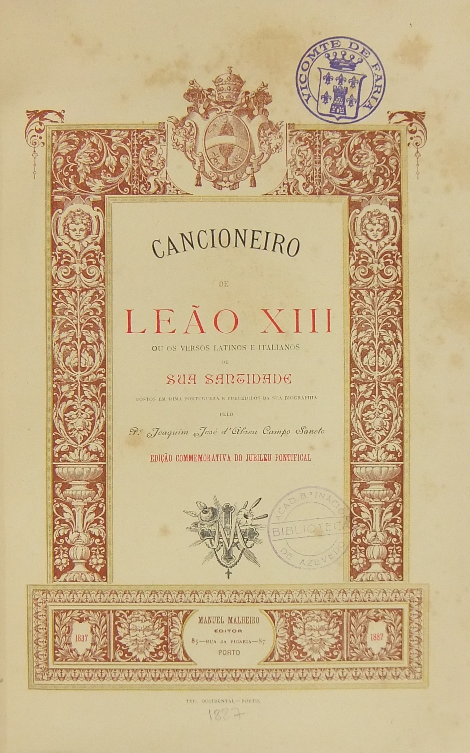 Cancioneiro de Leao XIII ou os versos latinos e italianos de Sua Santidade