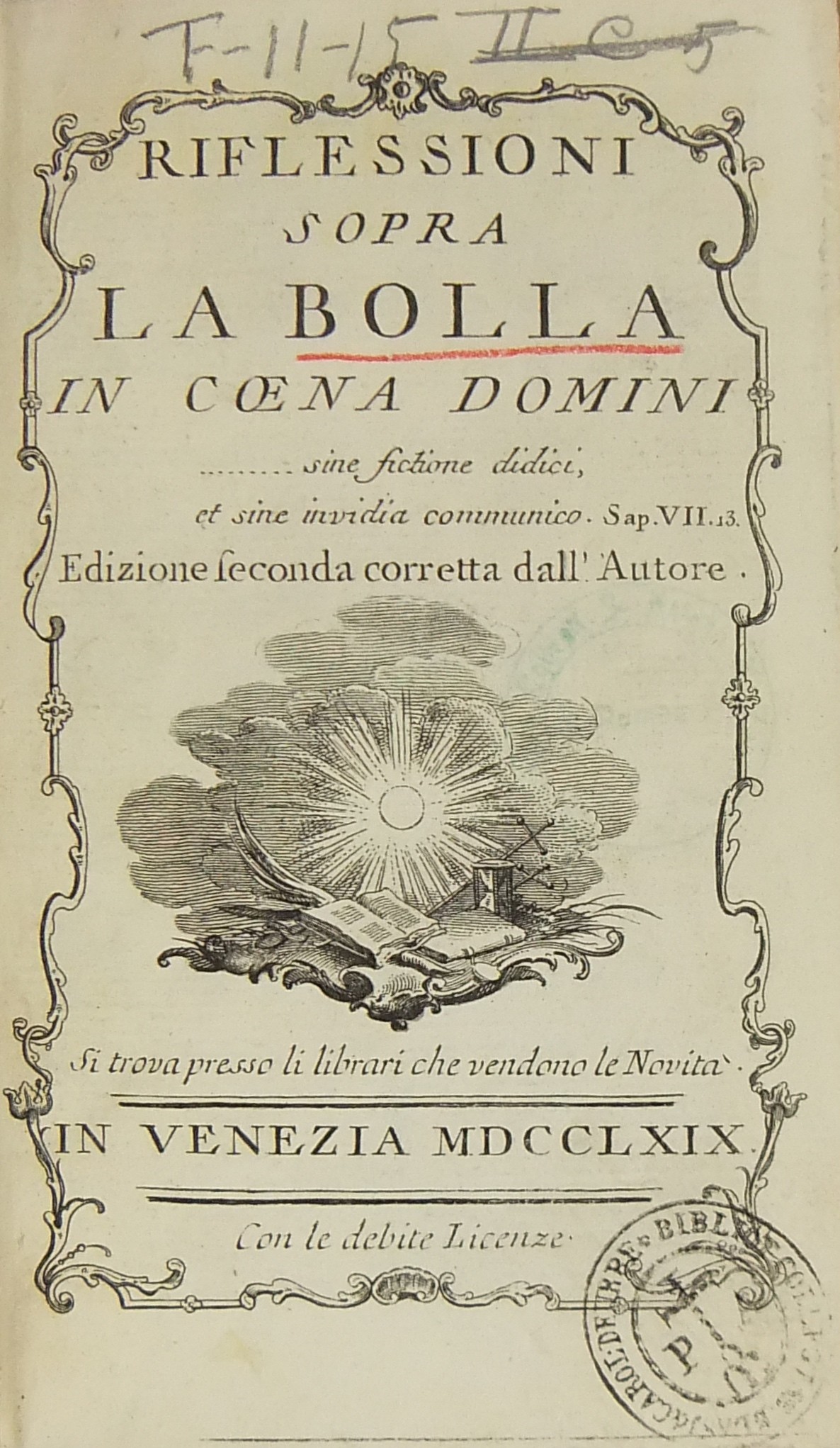 Riflessioni sopra la Bolla In Coena Domini