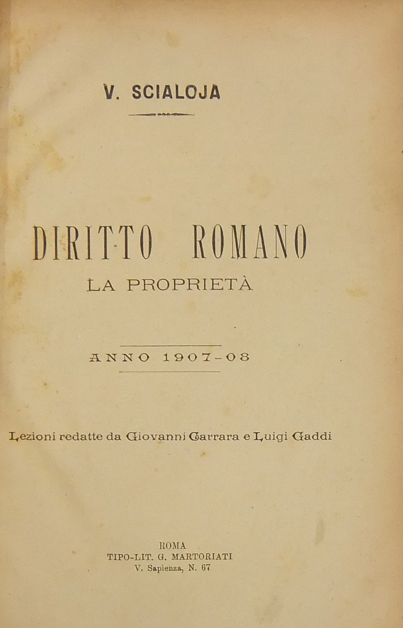 Diritto romano. La proprietà. 