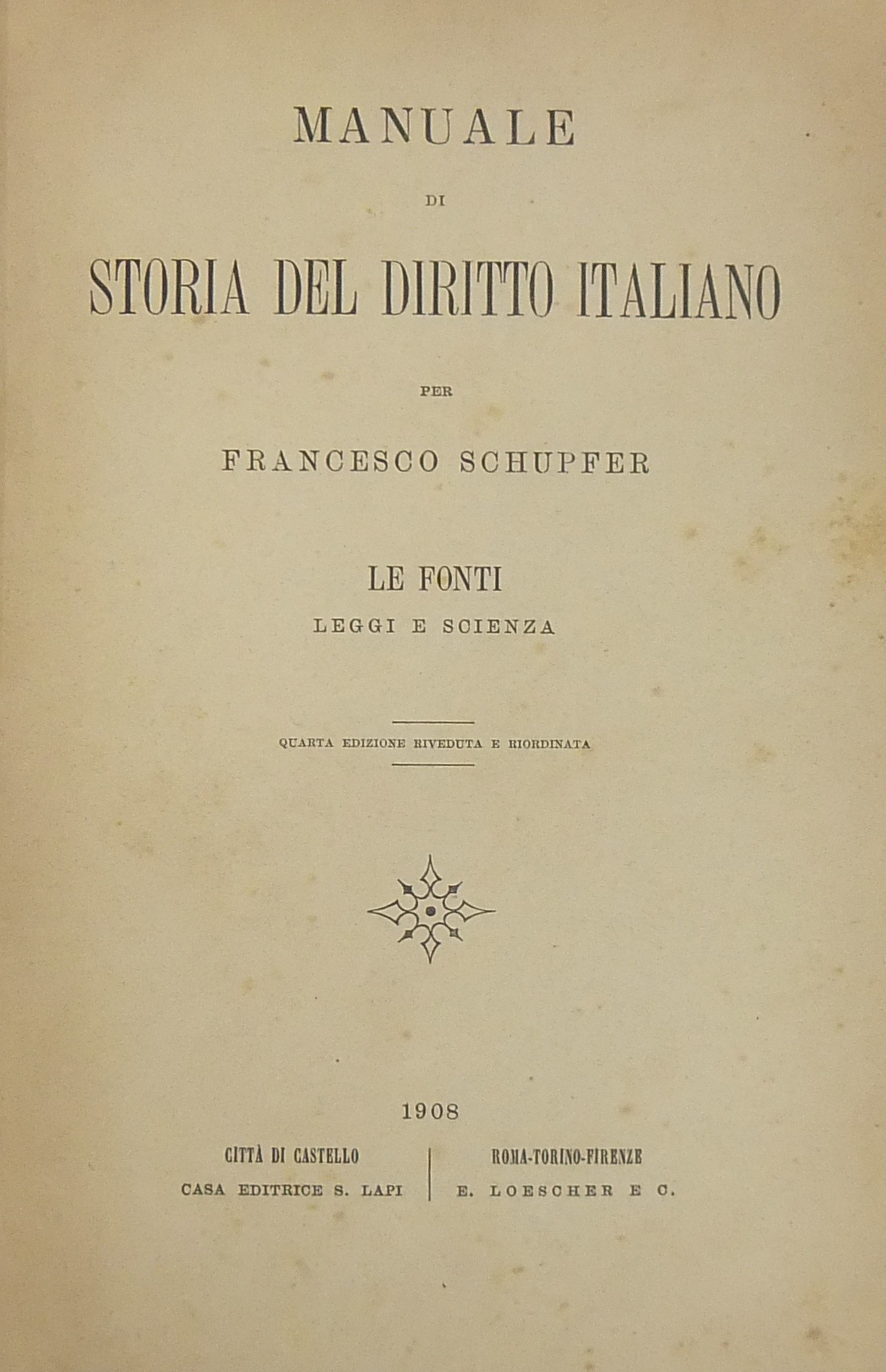 Manuale di storia del diritto italiano. Le fonti l