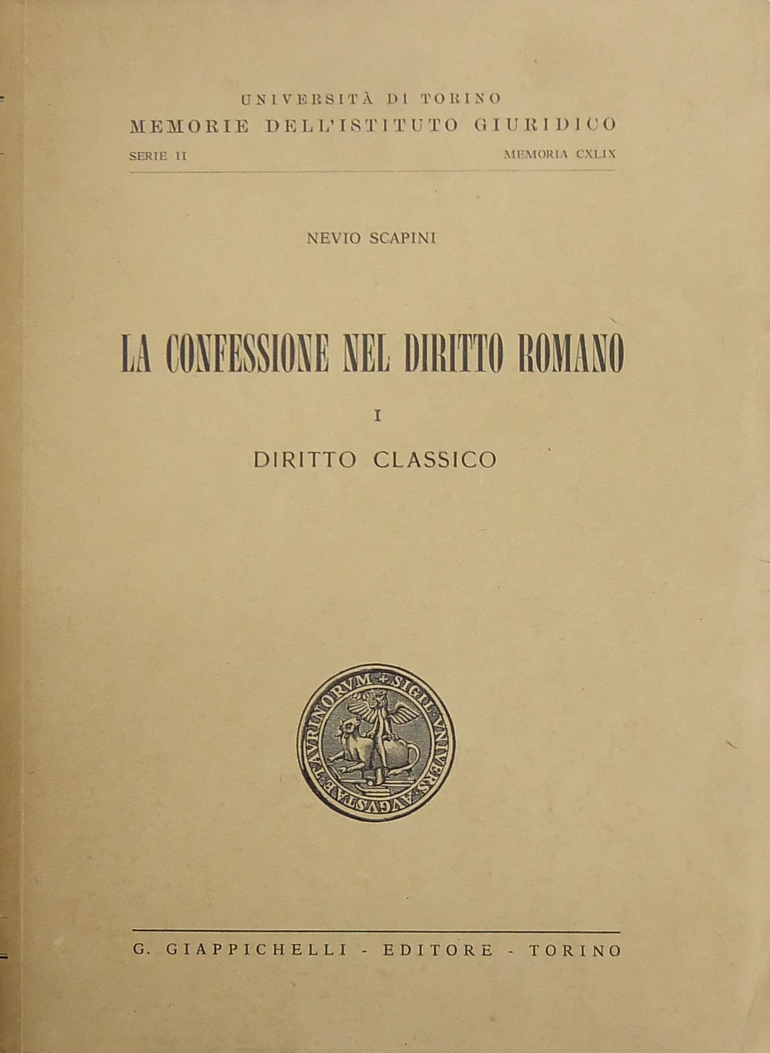 La confessione nel diritto romano. 