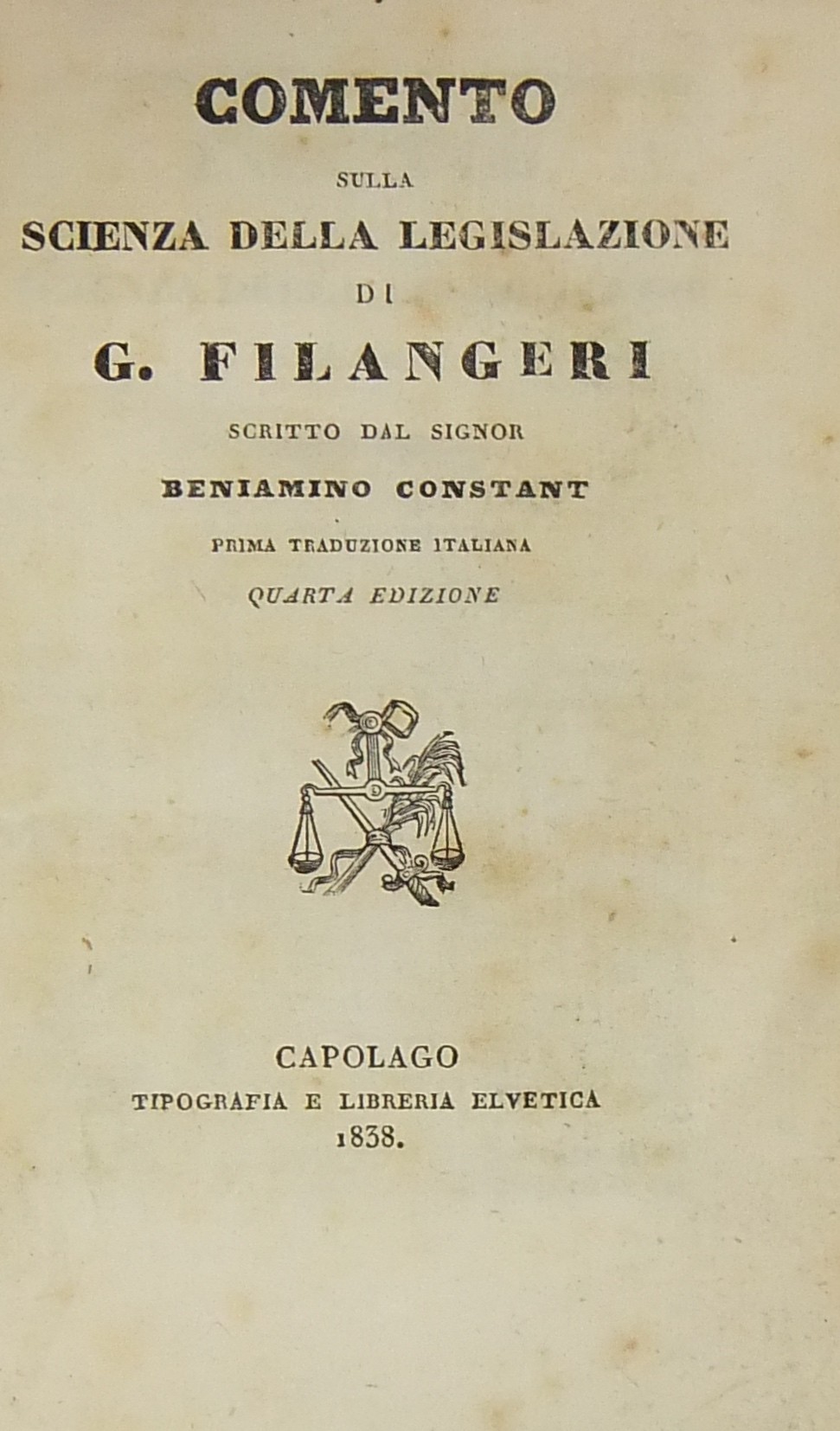 Comento sulla scienza della legislazione di G. Filangieri 