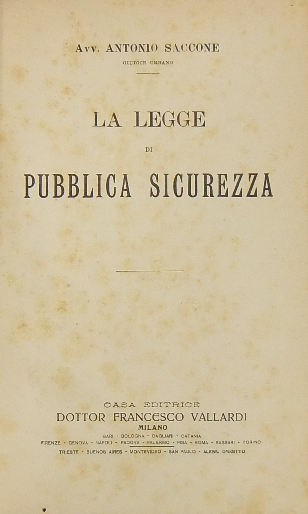 La legge di pubblica sicurezza
