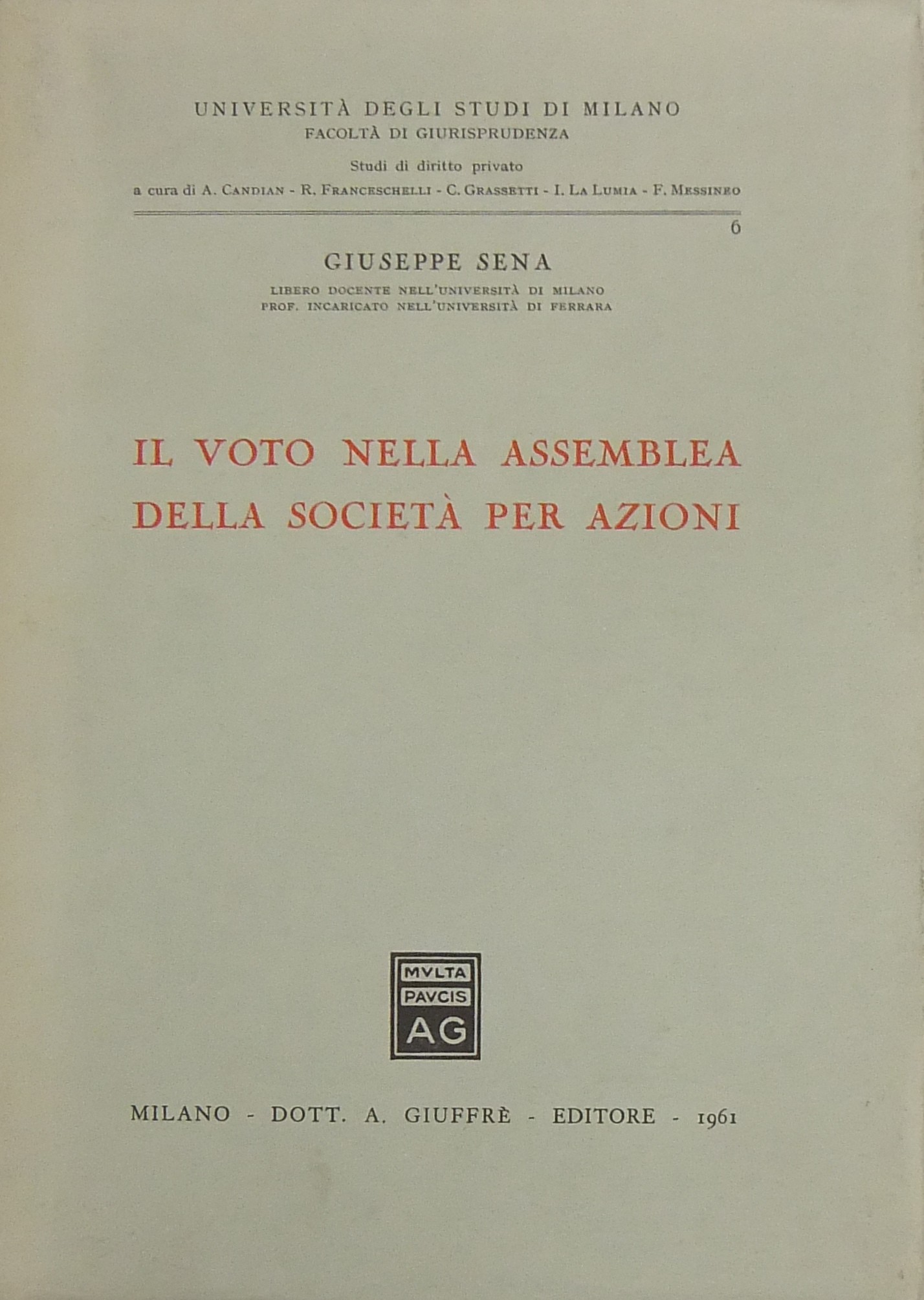 Il voto nella assemblea della società per azioni