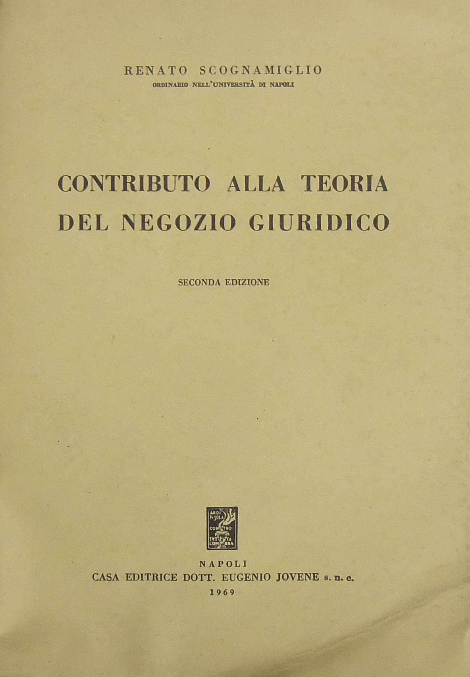 Contributo alla teoria del negozio giuridico