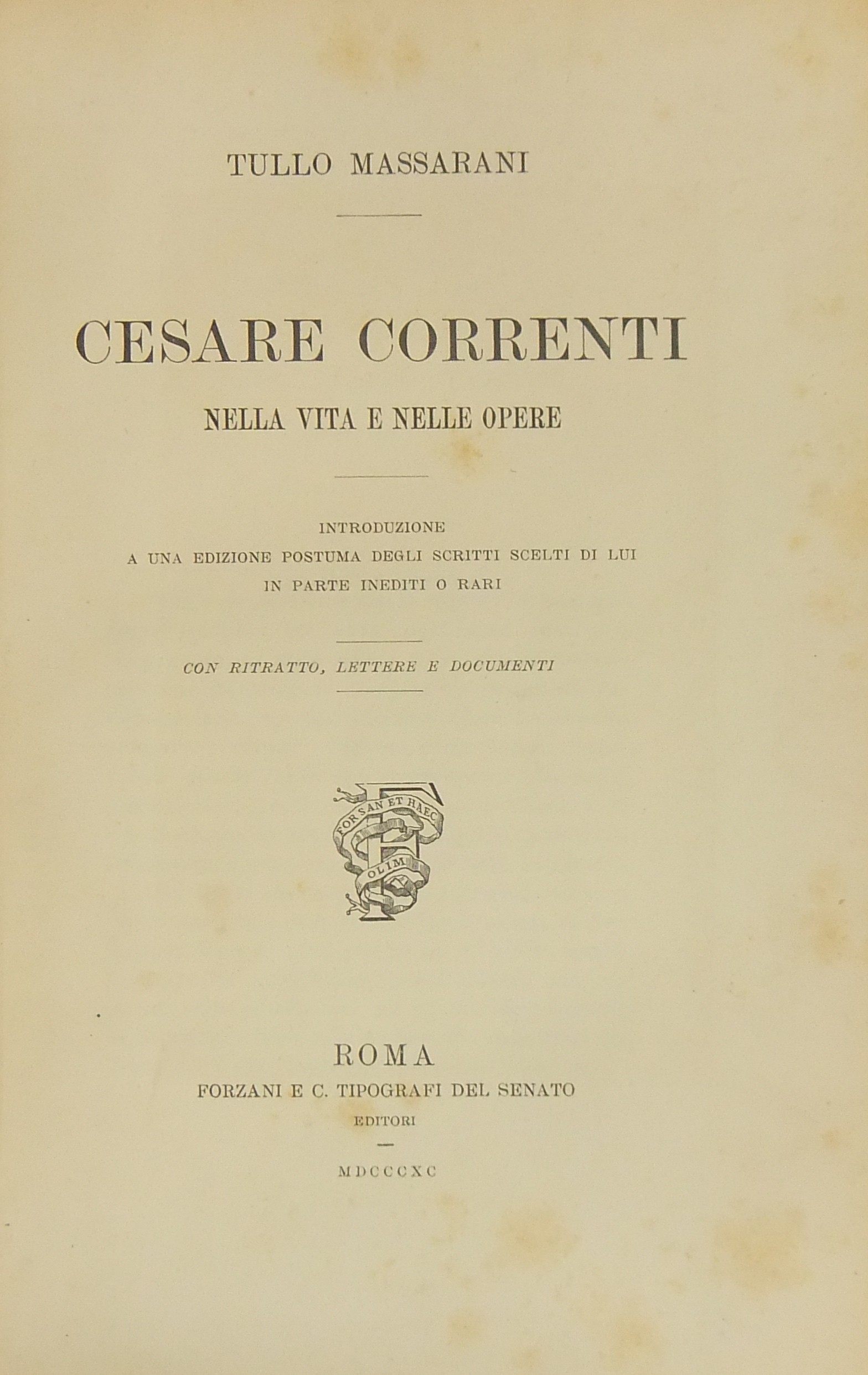 Cesare Correnti nella vita e nelle opere.