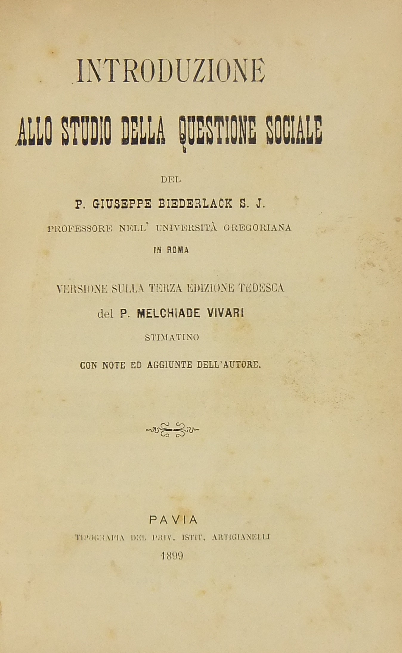 Introduzione allo studio della questione sociale..