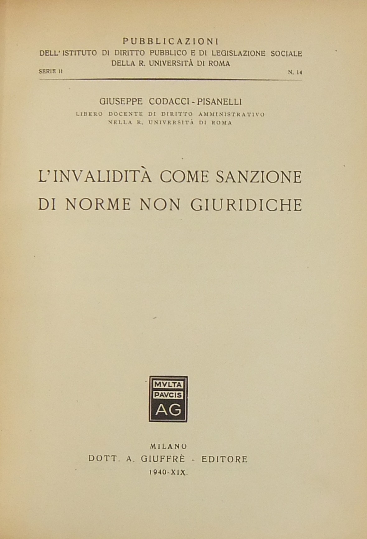 L'invalidità come sanzione di norme non giuridiche