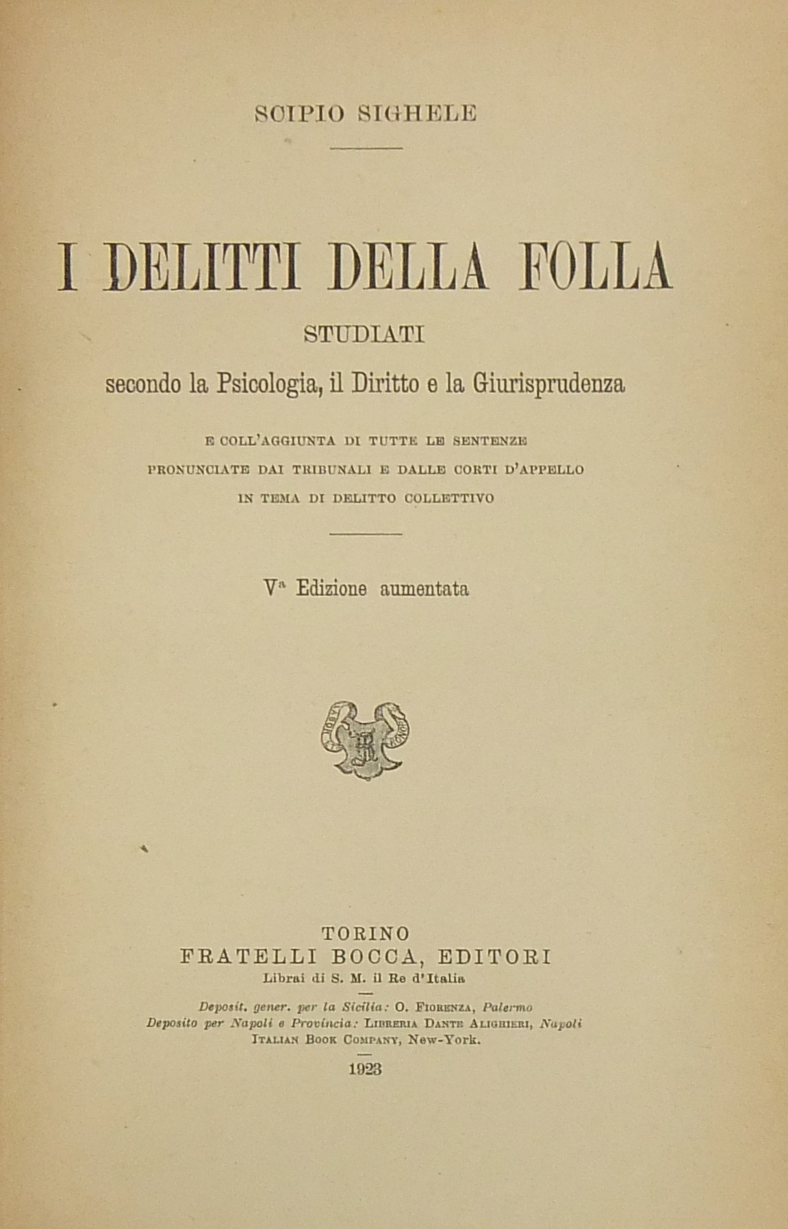 I delitti della folla studiati secondo la psicologia il diritto e la giurisprudenza