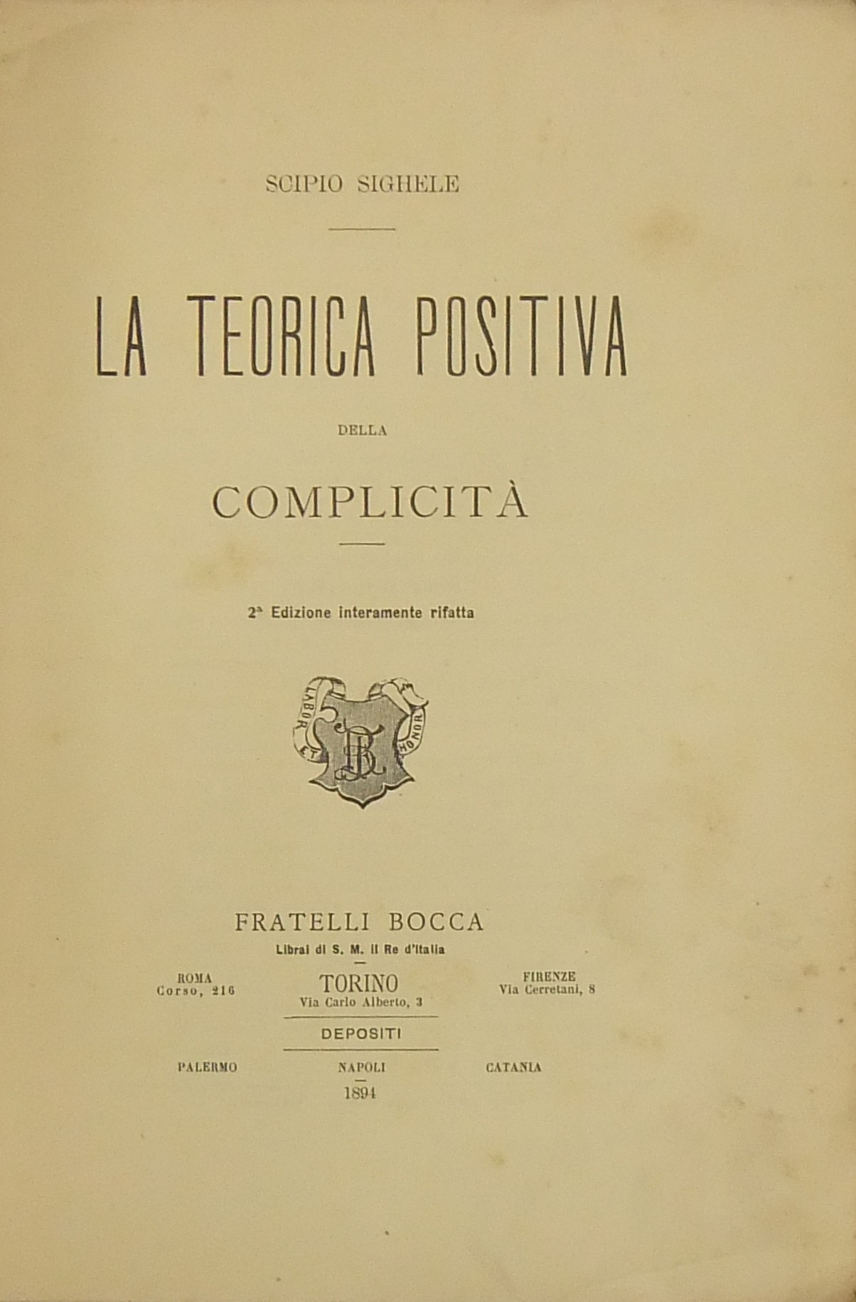 La teorica positiva della complicità