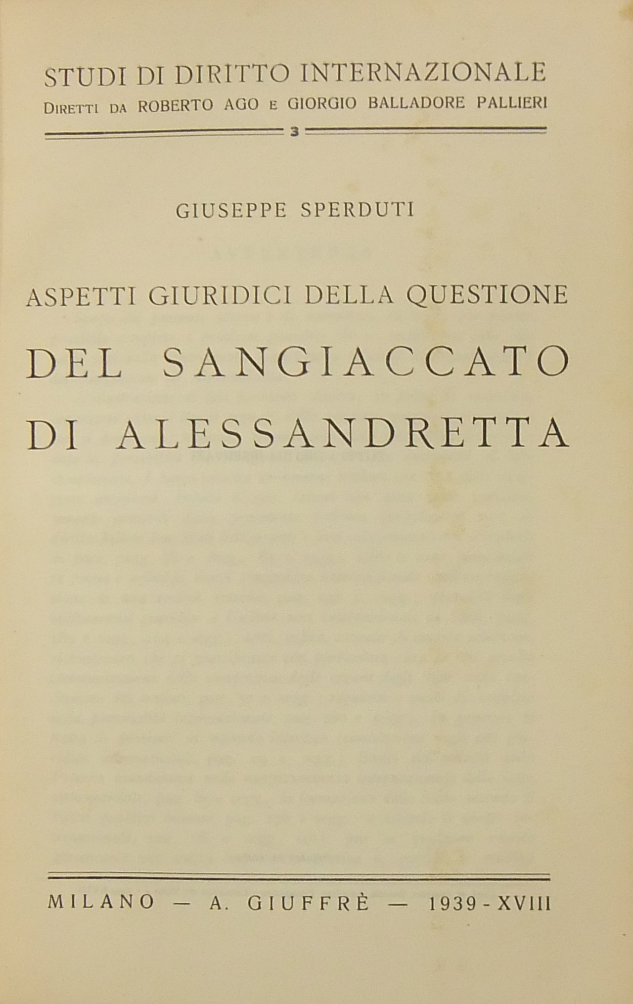 Aspetti giuridici della questione del Sangiaccato