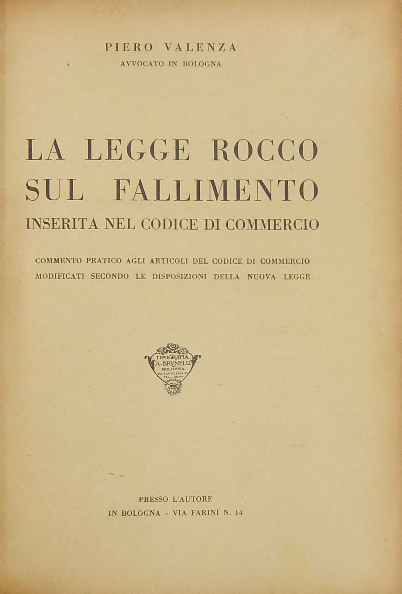 La legge Rocco sul fallimento inserita nel codice