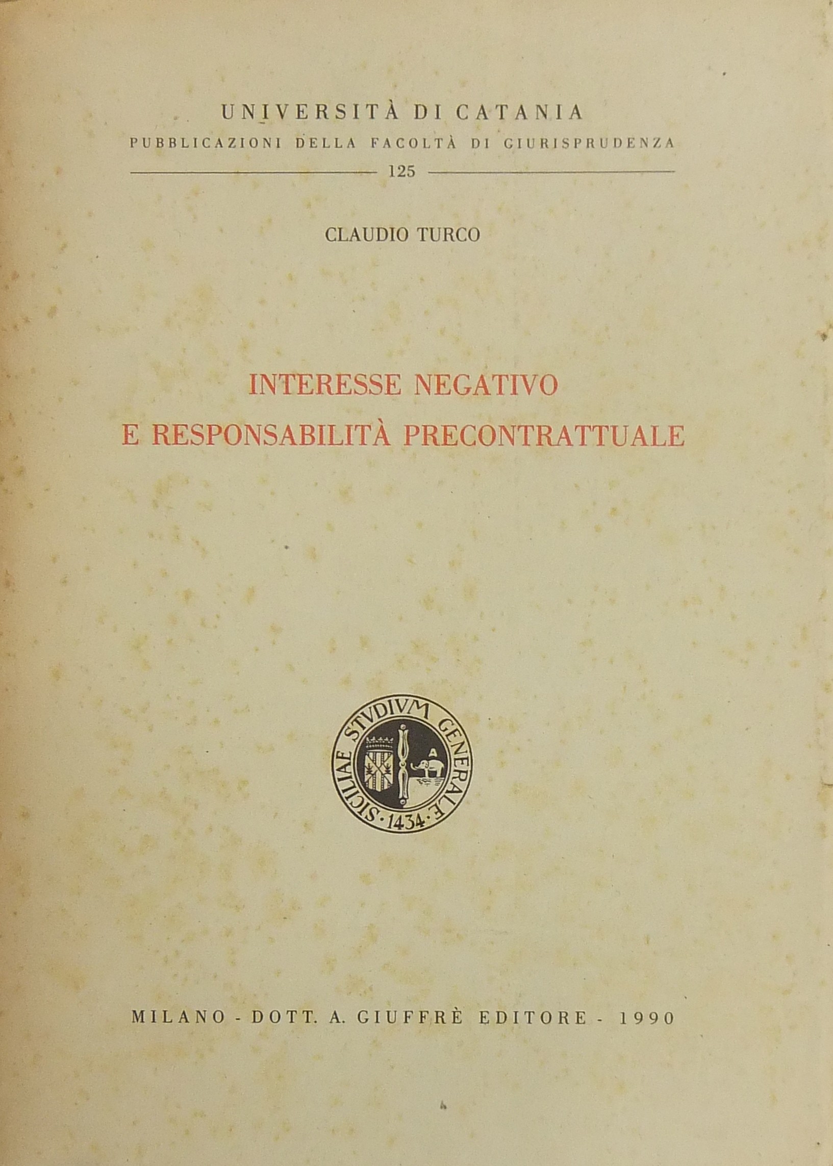 Interesse negativo e responsabilità precontrattuale