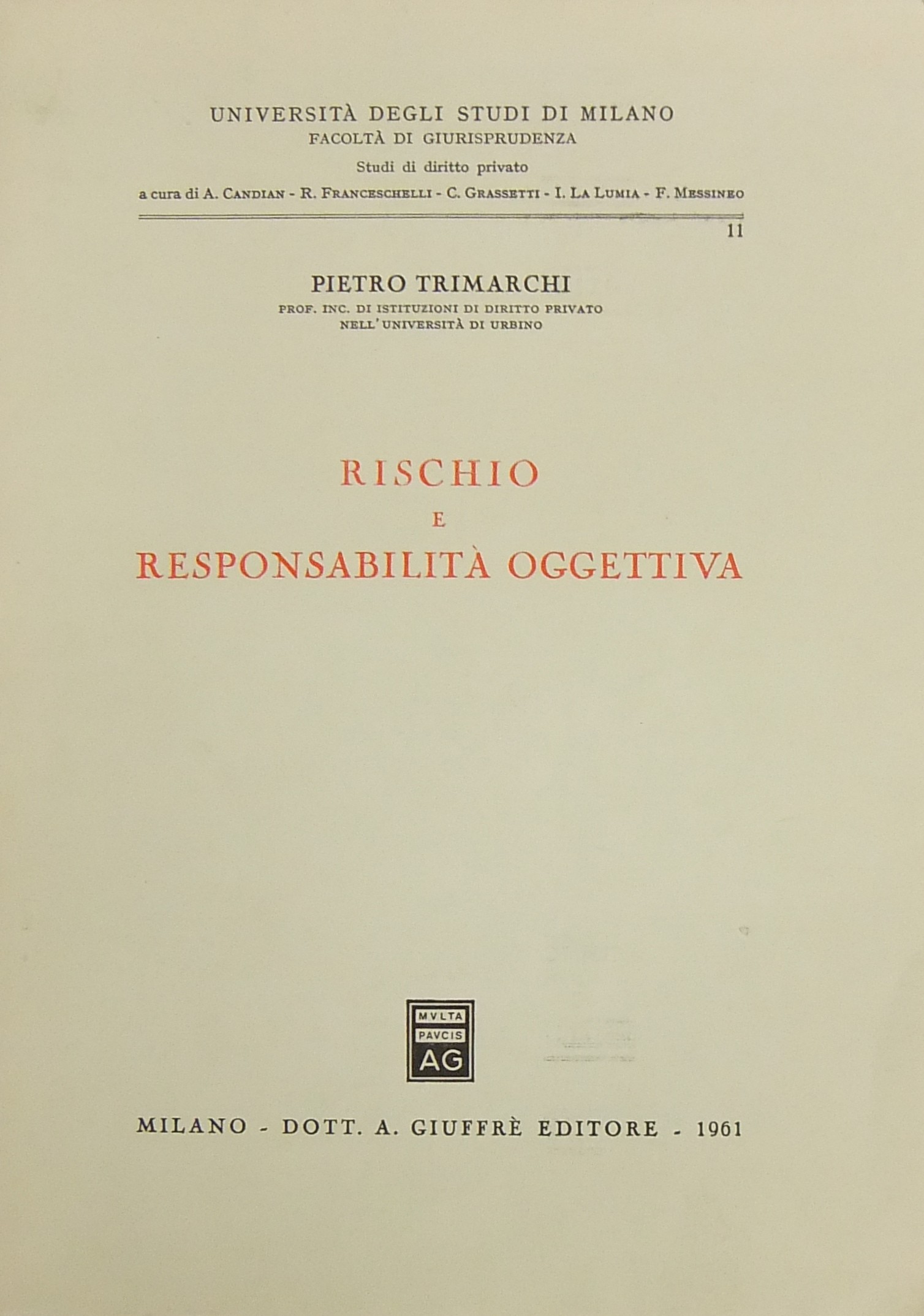 Rischio e responsabilità oggettiva