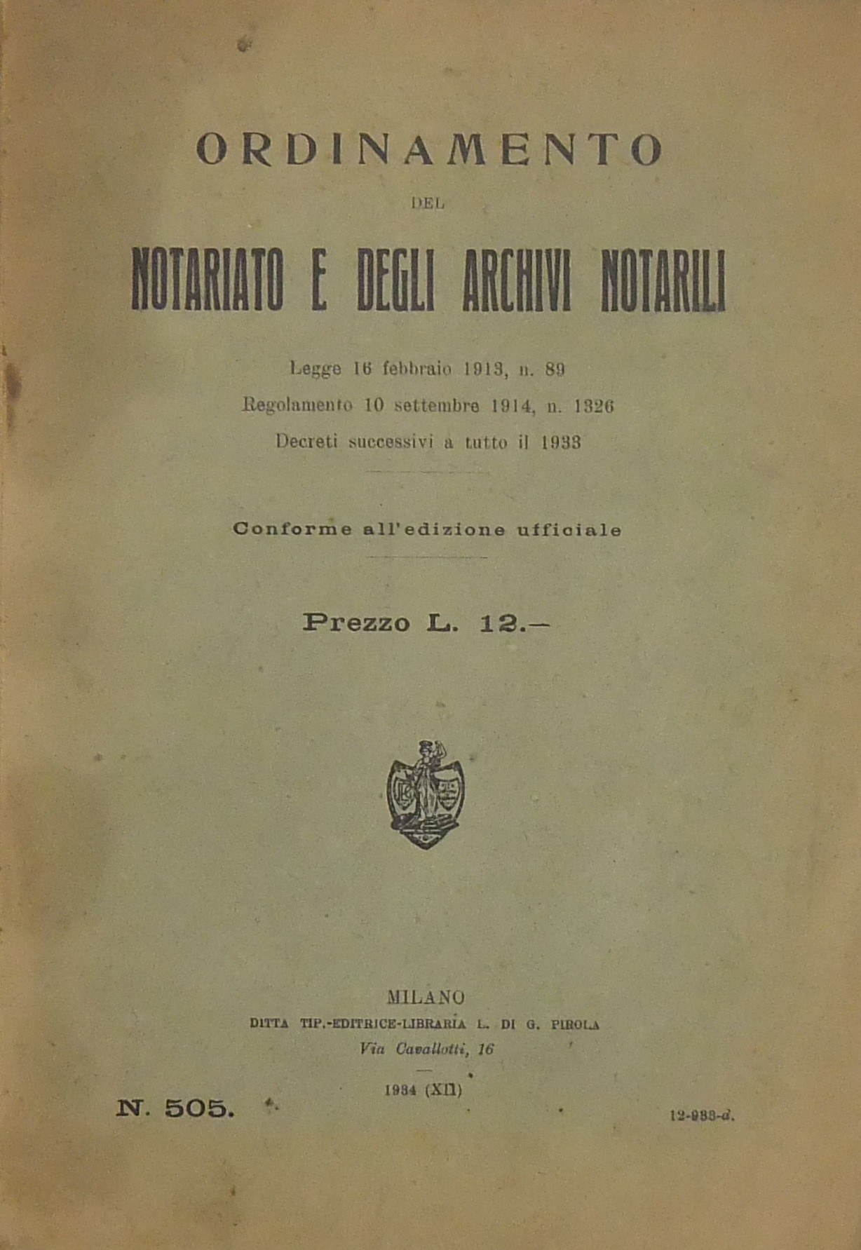 Ordinamento del notariato e degli archivi notarili.