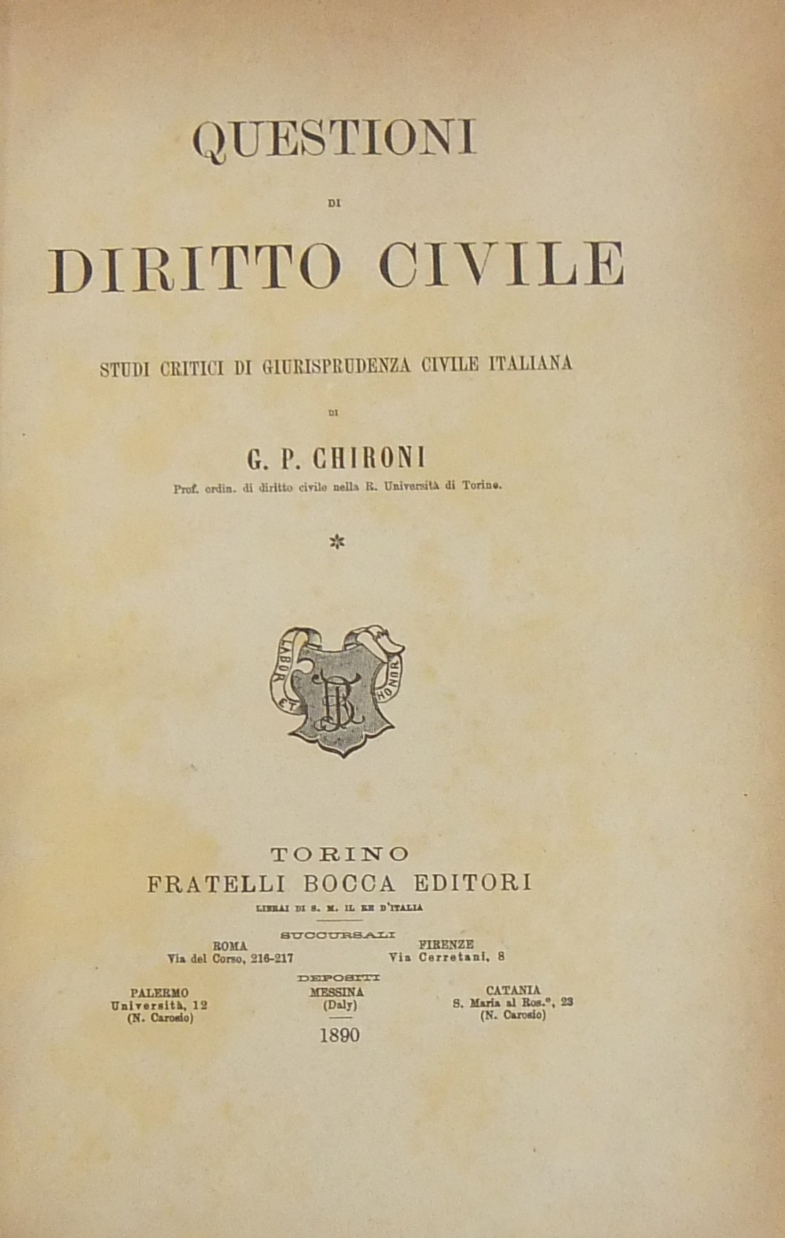 Questioni di diritto civile. Studi critici di giurisprudenza civile italiana