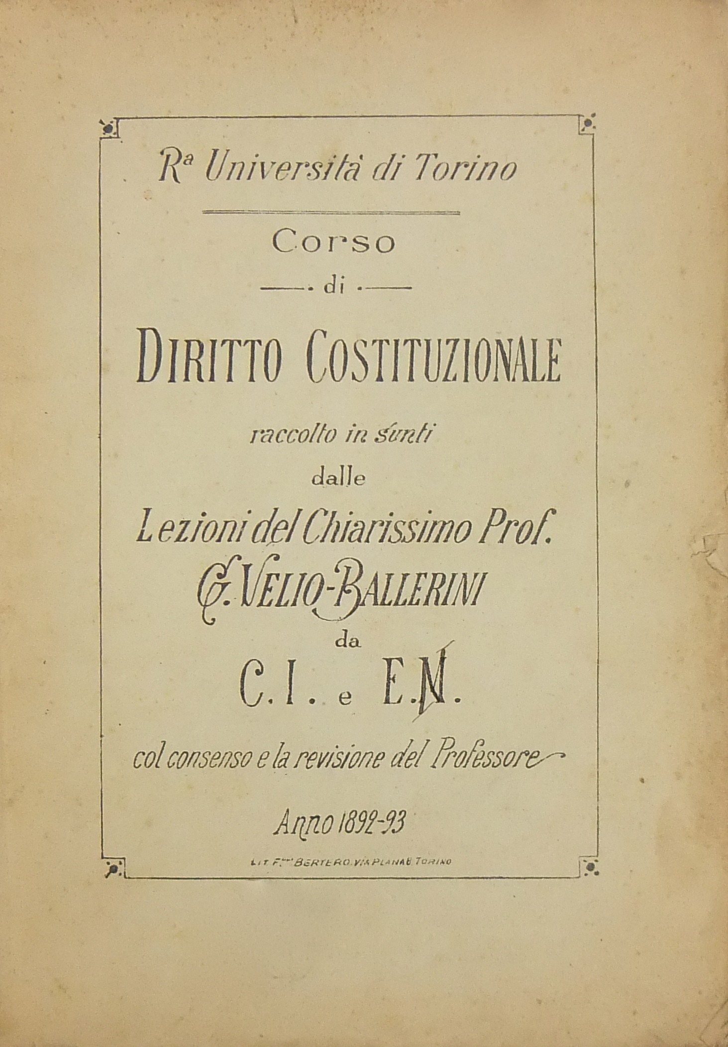 Corso di diritto costituzionale raccolto in sunti