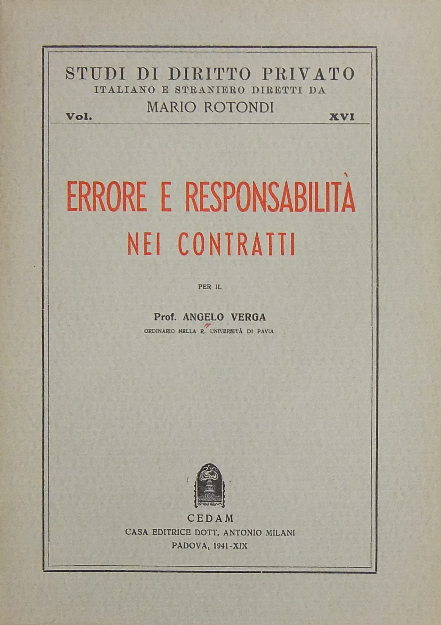 Errore e responsabilità nei contratti