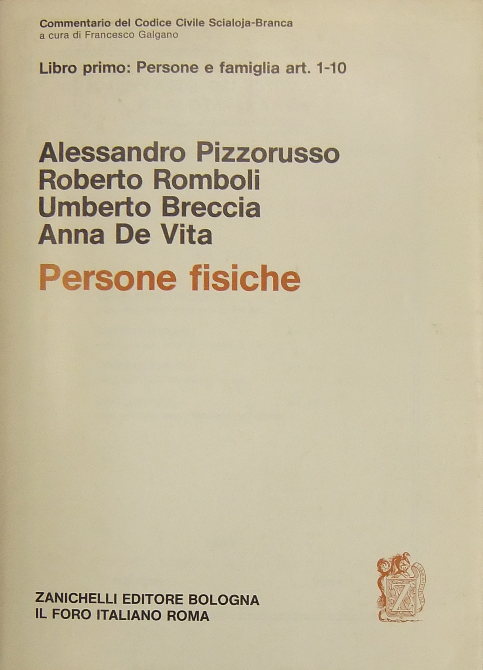 Delle persone fisiche. Art. 1-10