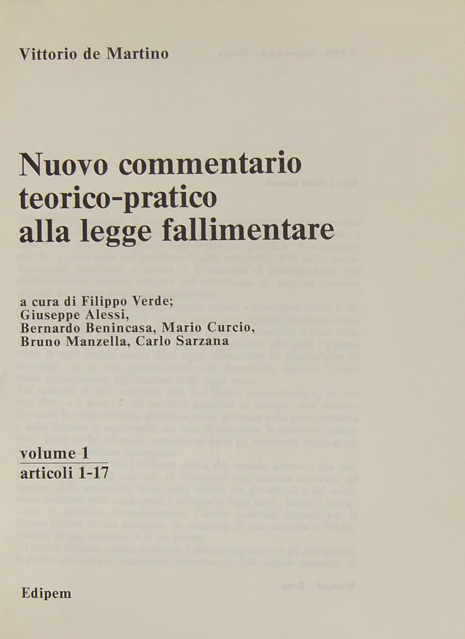 Nuovo commentario teorico-pratico alla legge fallimentare