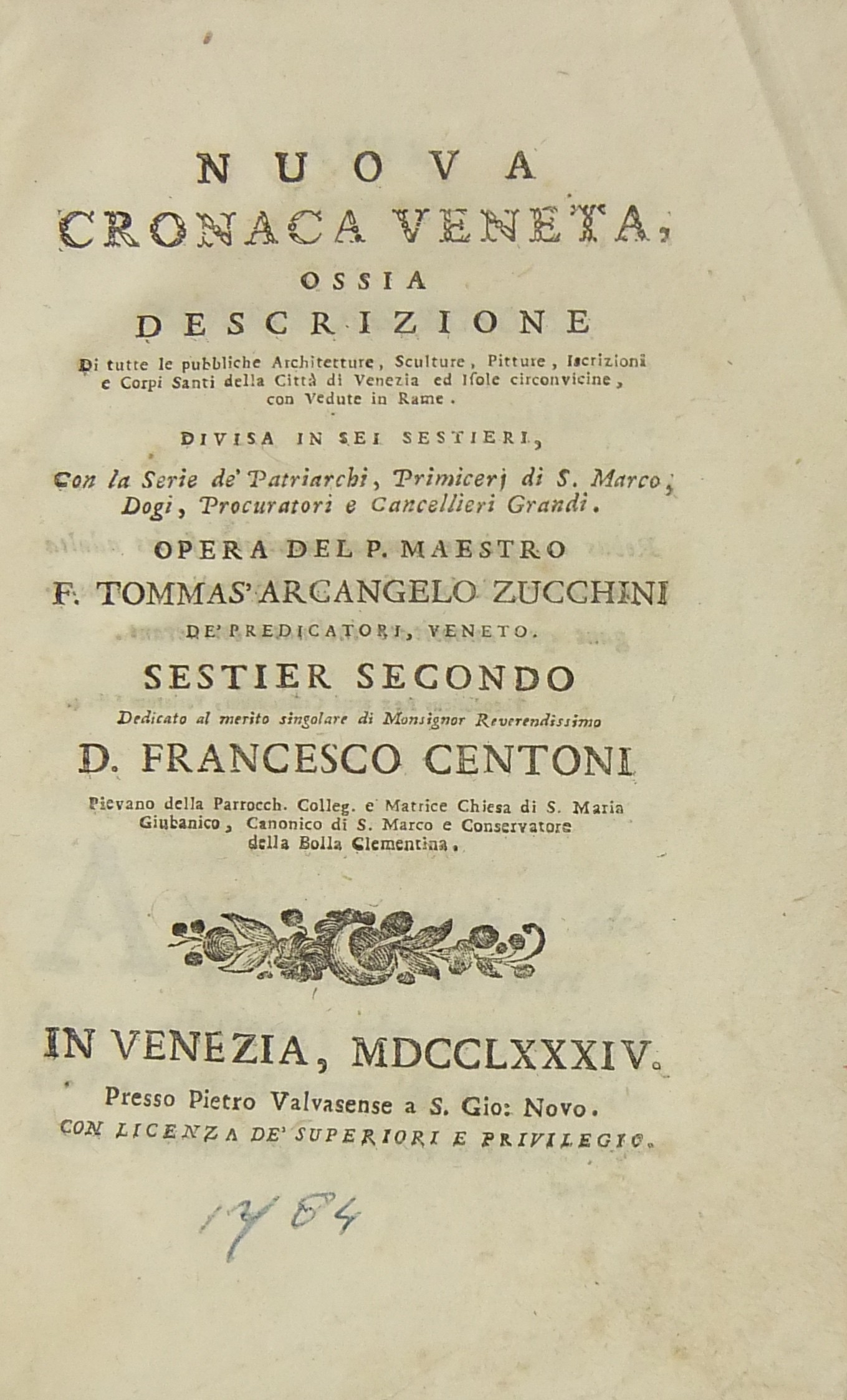 Nuova cronaca veneta ossia descrizione di tutte le pubbliche architetture