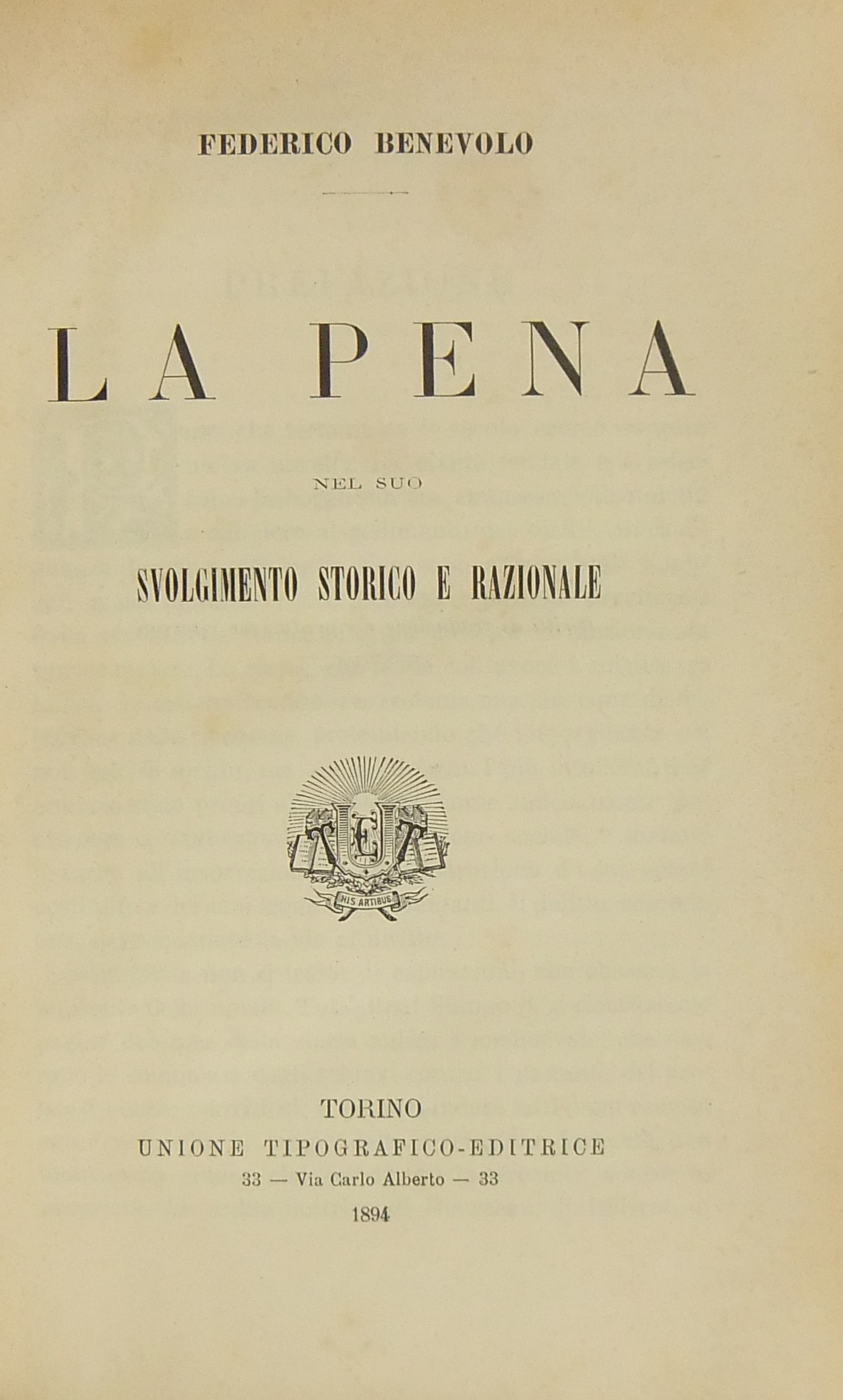 La pena nel suo svolgimento storico e razionale