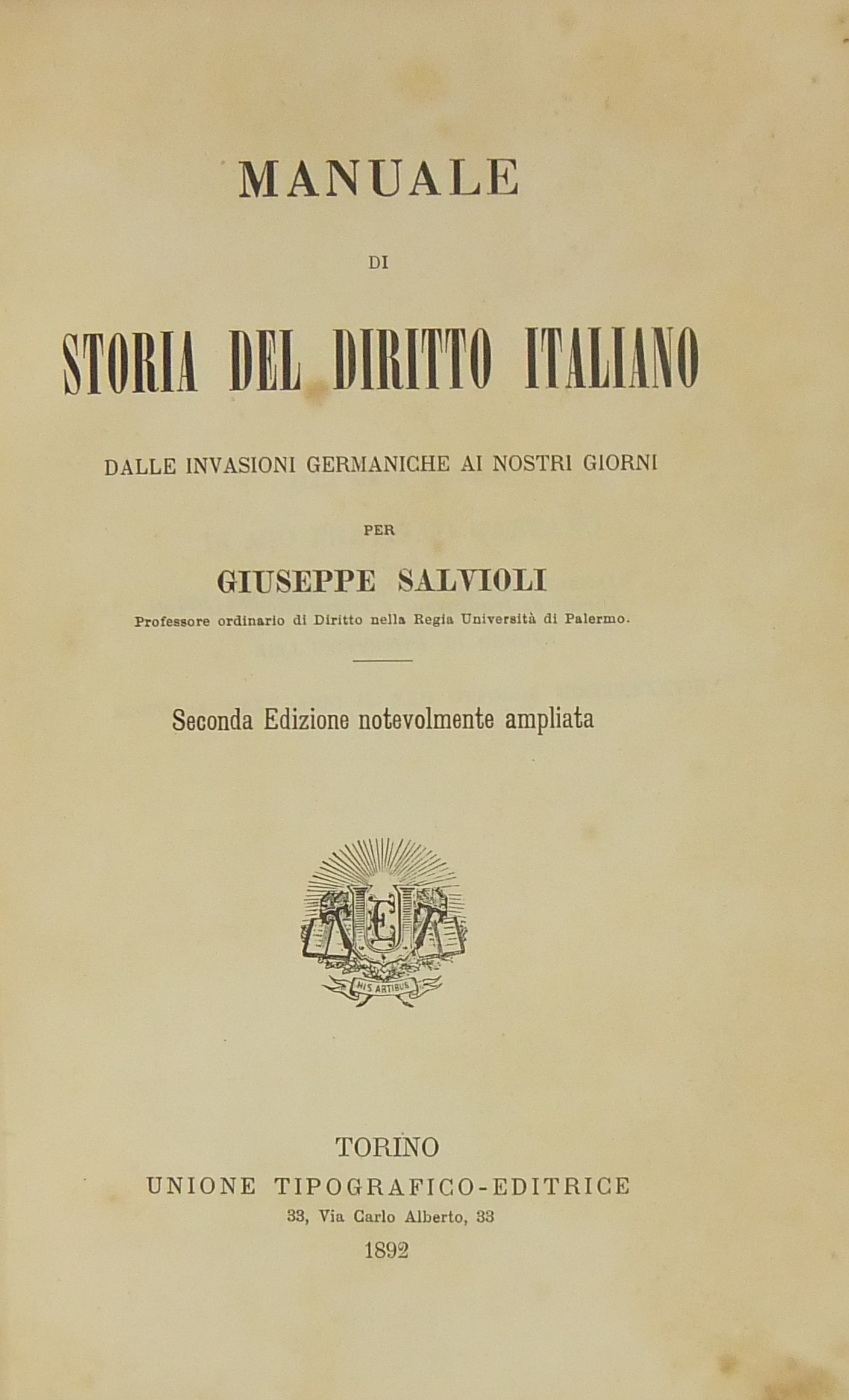 Manuale di storia del diritto italiano dalle invasioni germaniche ai nostri giorni