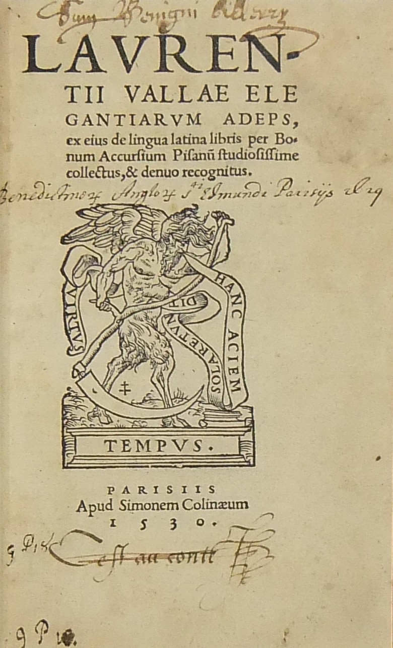 Laurentii Vallae Elegantiarum adeps ex eius de lin