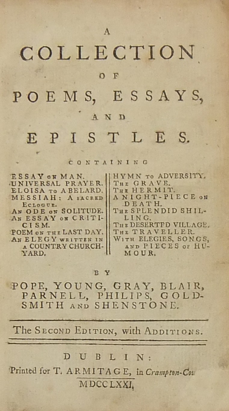A collection of poems essays and epistles.