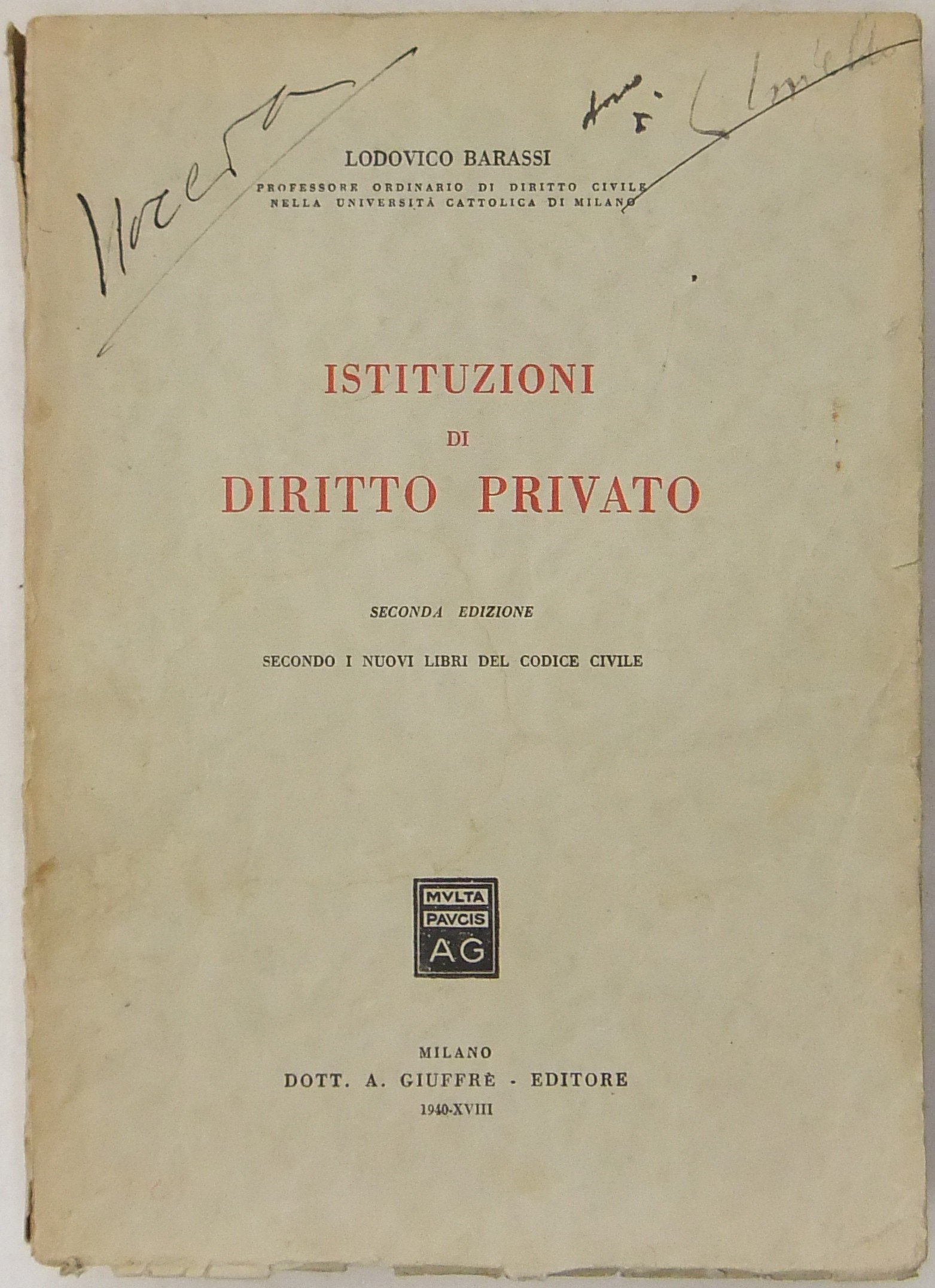 Istituzioni di diritto privato. Secondo i nuovi libri del Codice civile.
