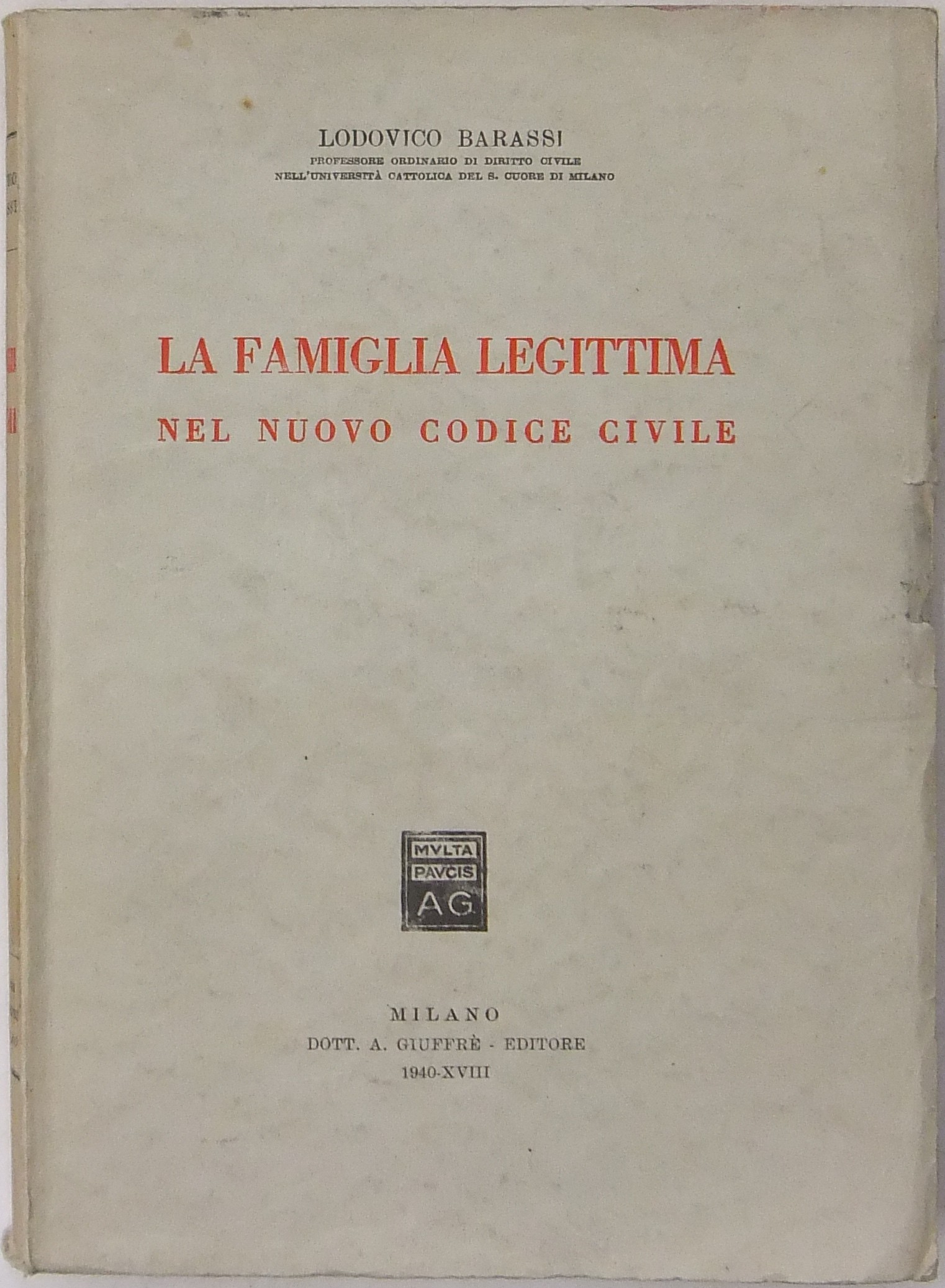 La famiglia legittima nel nuovo Codice civile