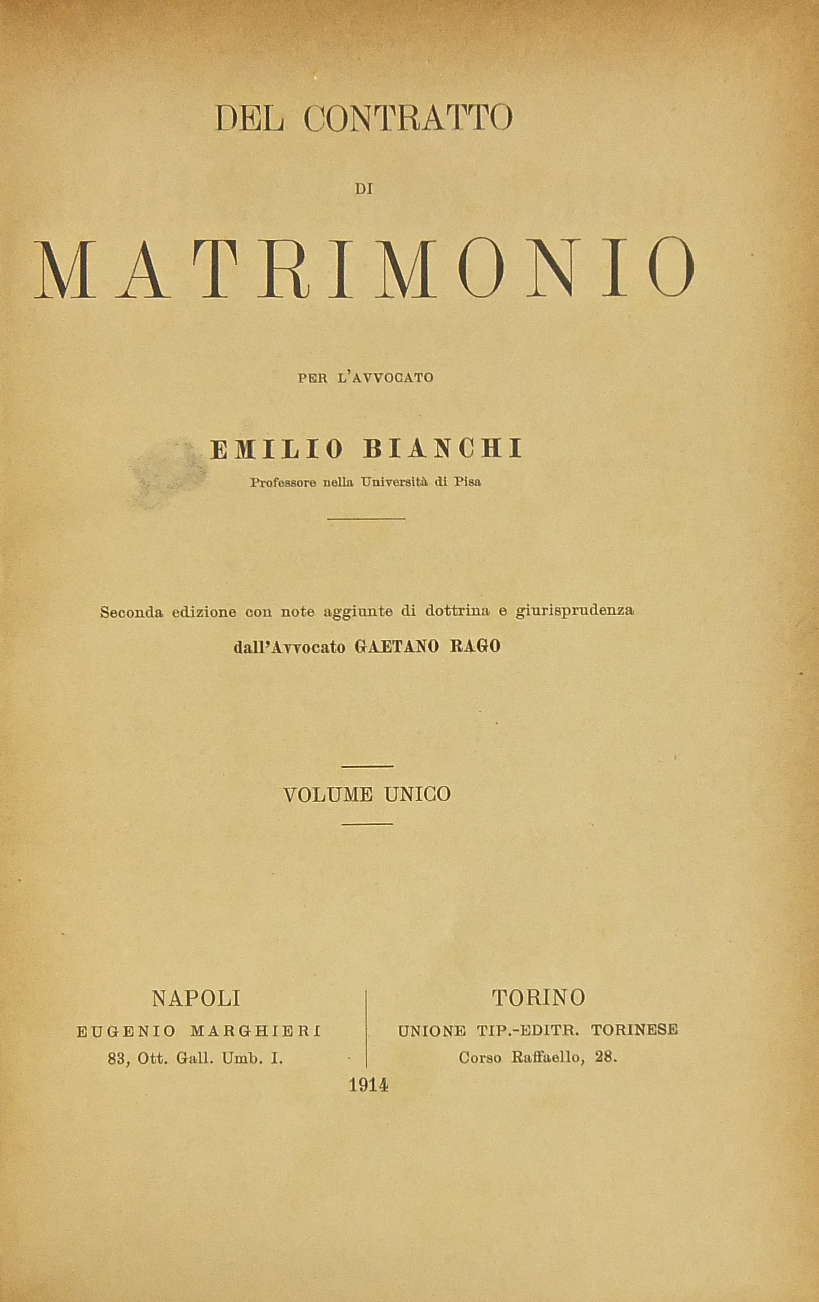 Del contratto di matrimonio