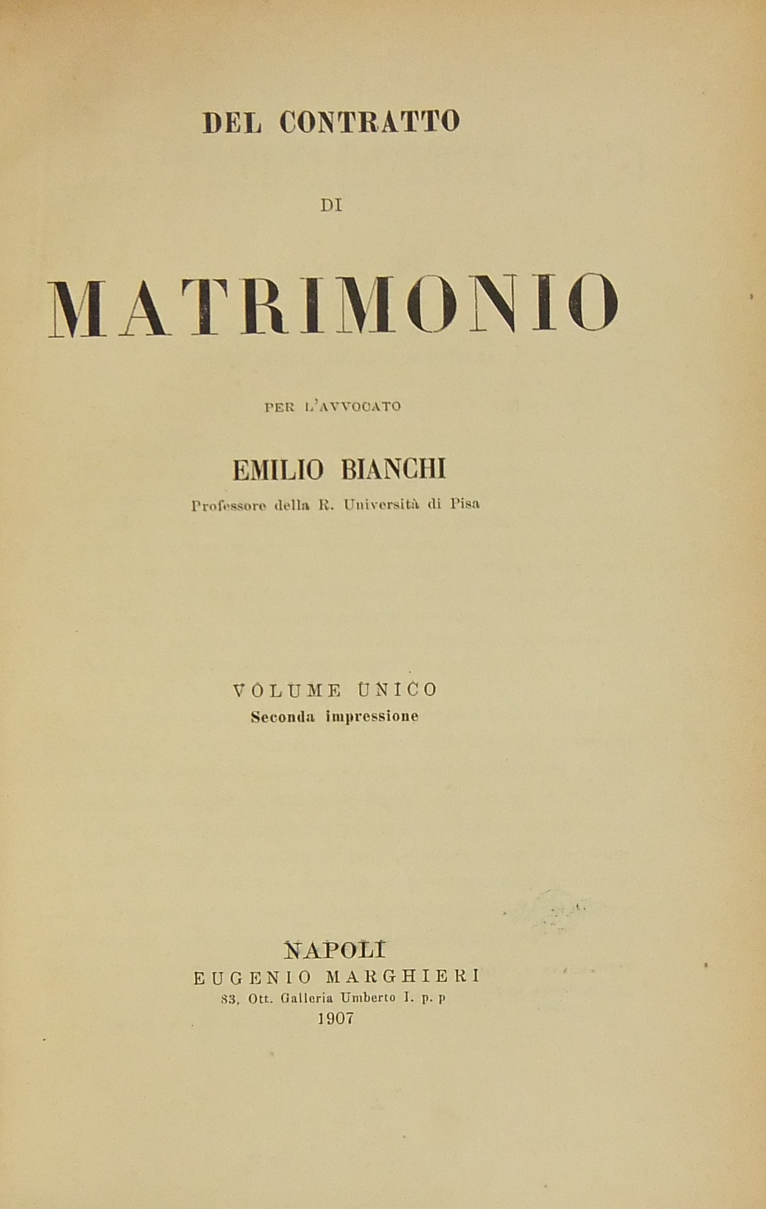 Del contratto di matrimonio