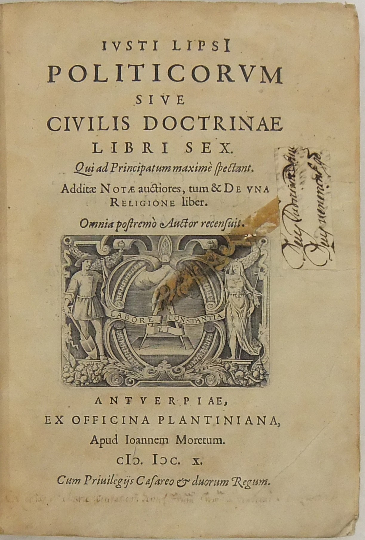 Iusti Lipsi Politicorum sive civilis doctrinae libri sex.