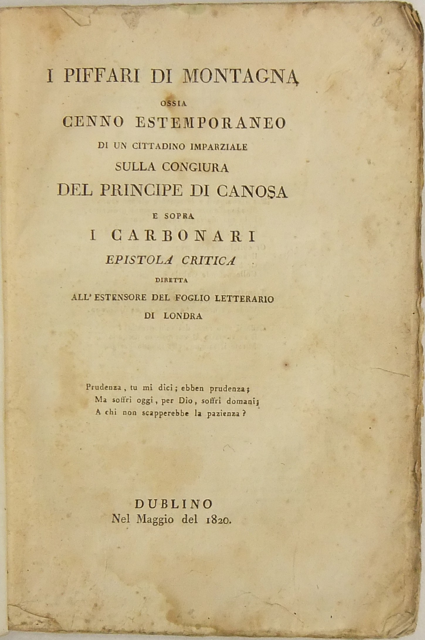 I piffari di montagna ossia cenno estemporaneo 