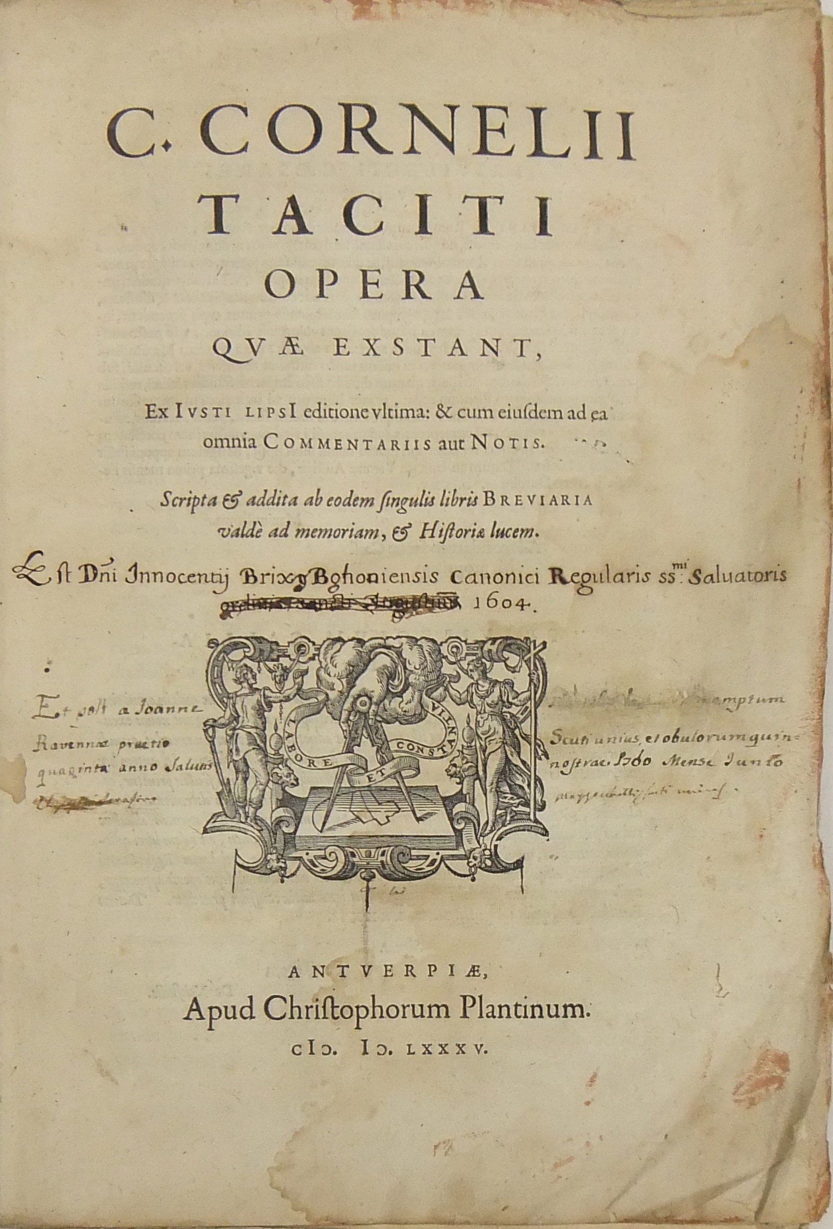 C. Cornelii Taciti Opera quae exstant. Ex Iusti Li