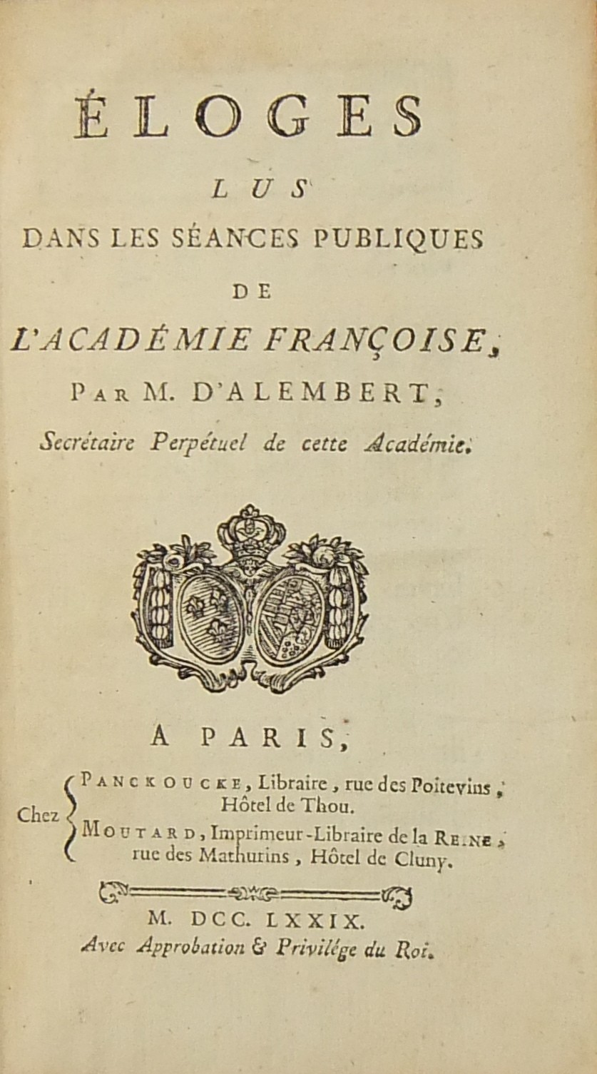 Eloges lus dans les seances publiques de l'Academie françoise