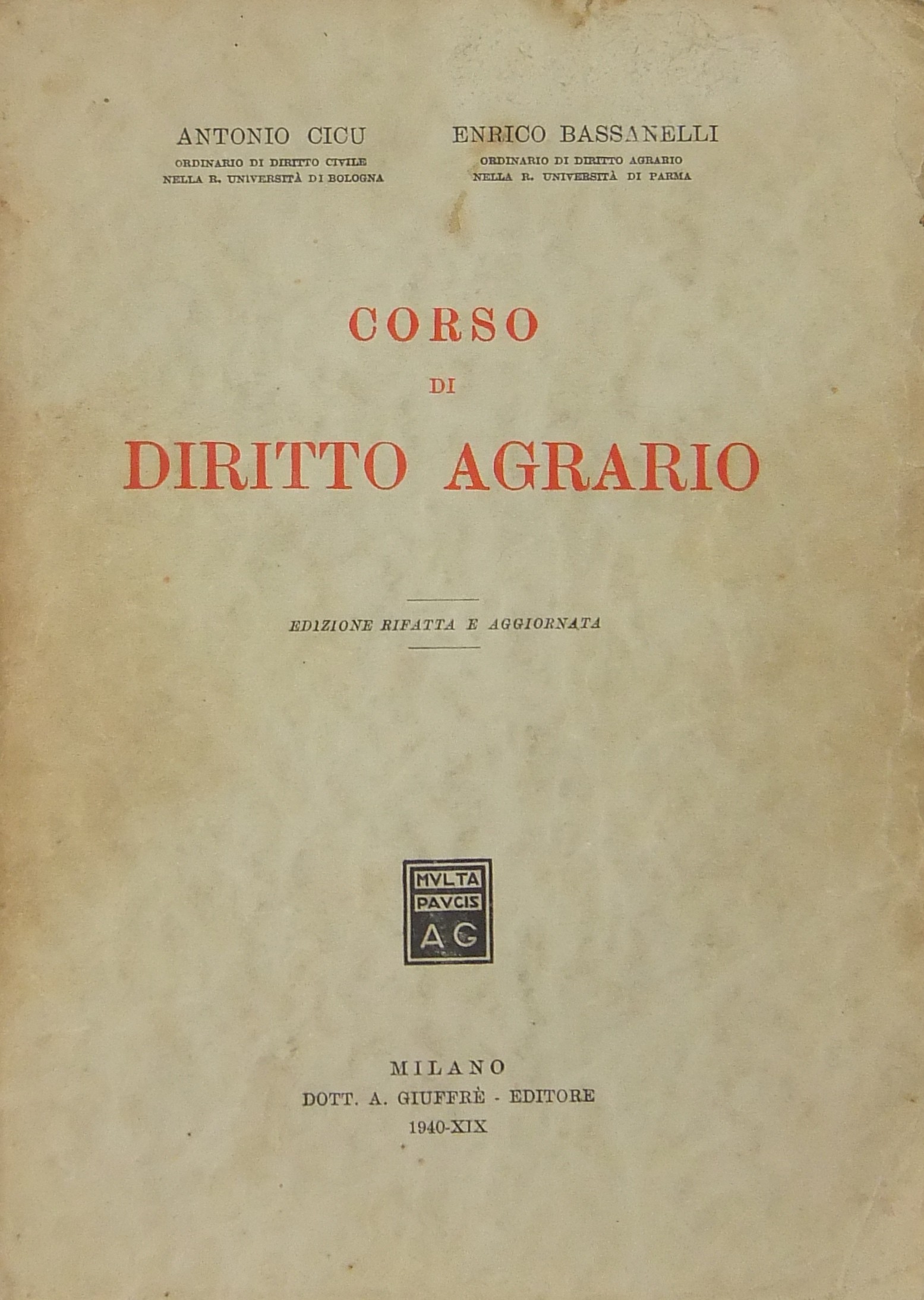Corso di diritto agrario