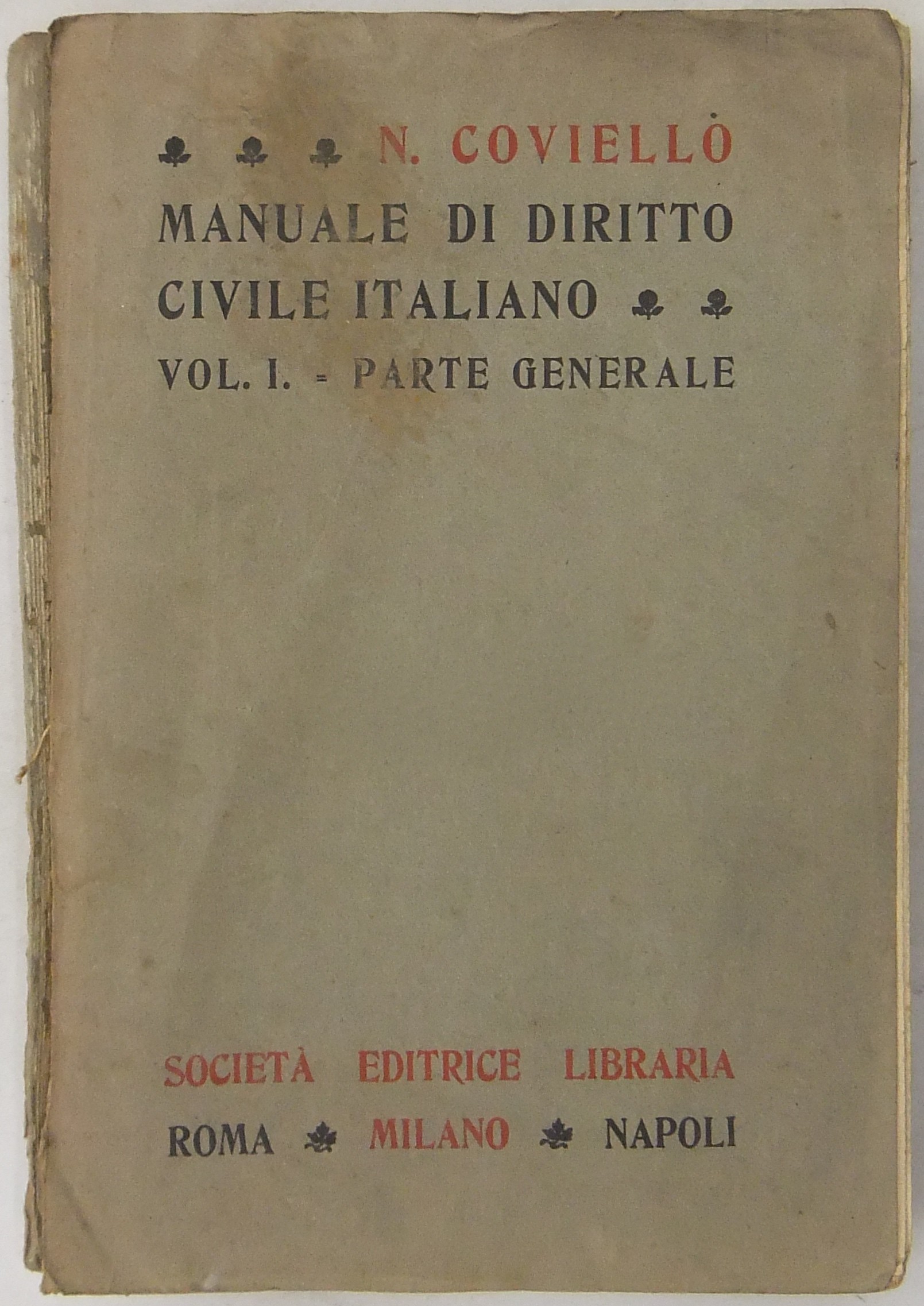 Manuale di diritto civile italiano. Parte generale (unico pubblicato)