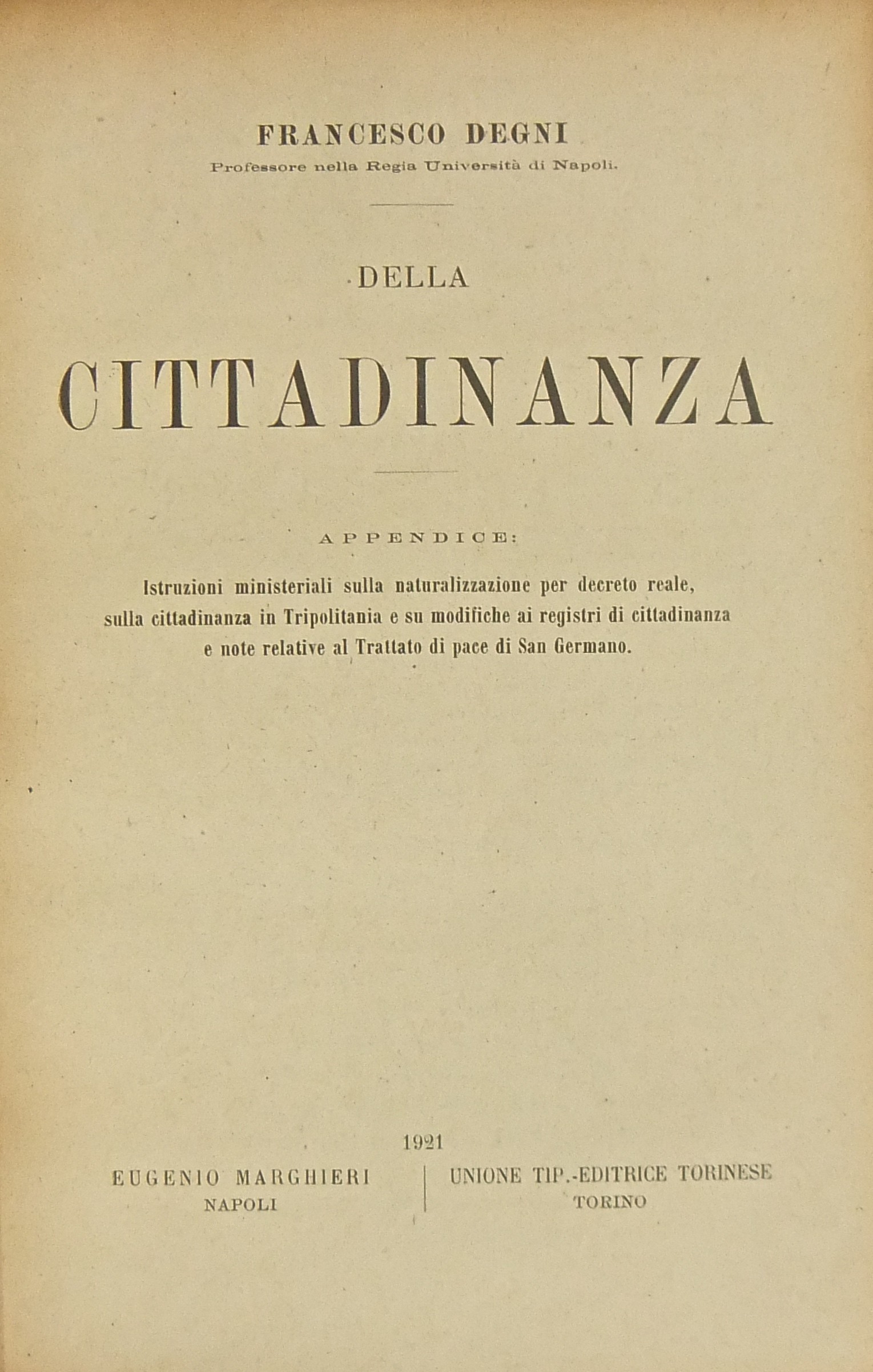 Della cittadinanza.