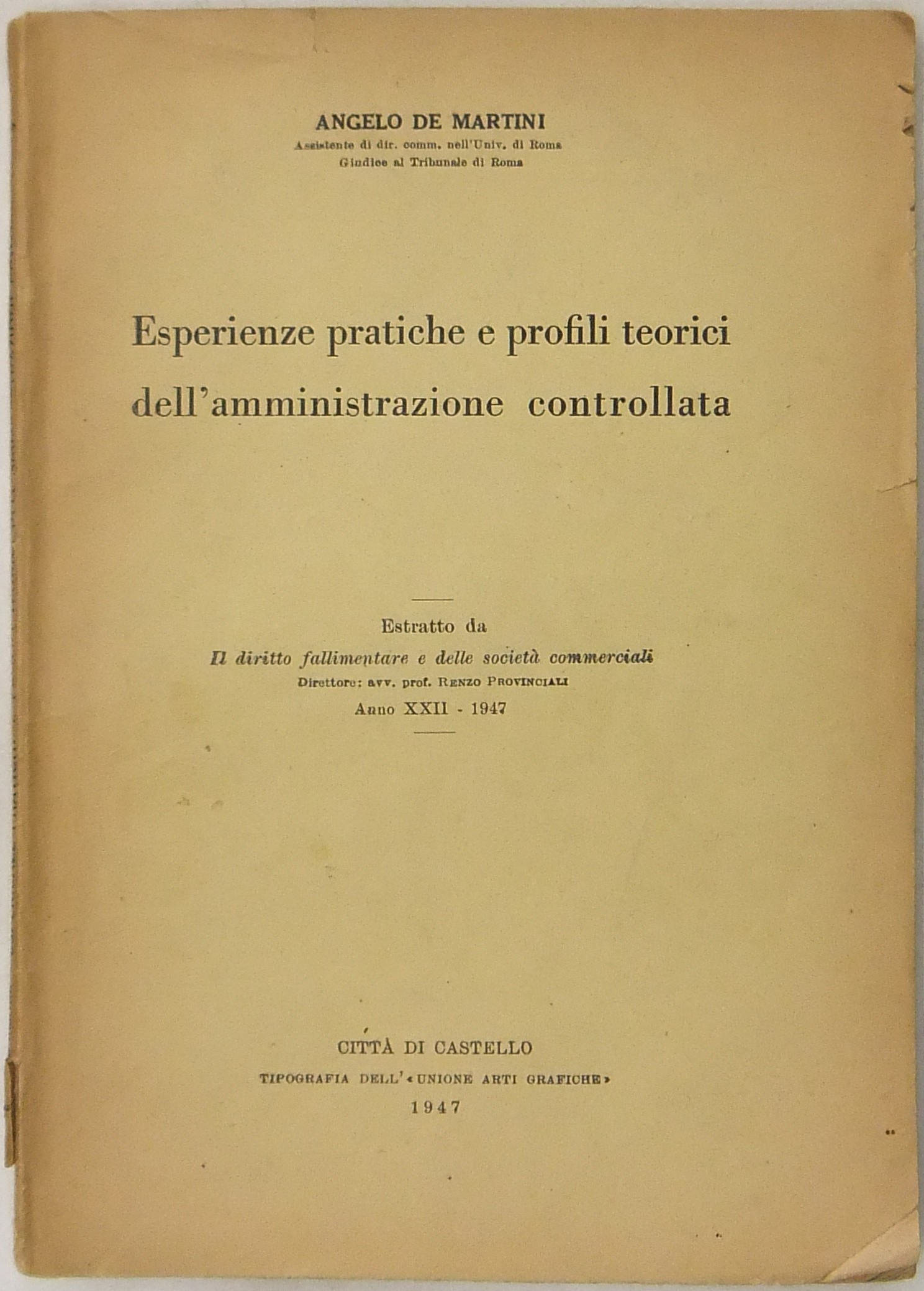 Esperienze pratiche e profili teorici dell'amministrazione controllata