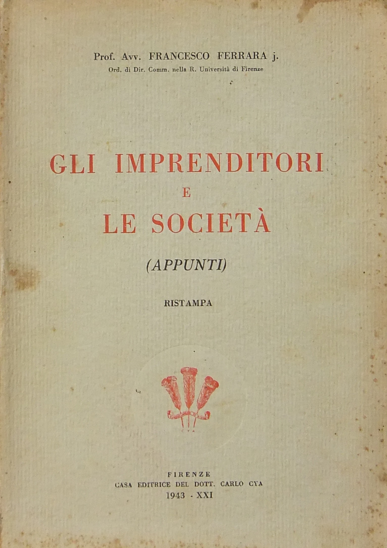 Gli imprenditori e le società. (Appunti)