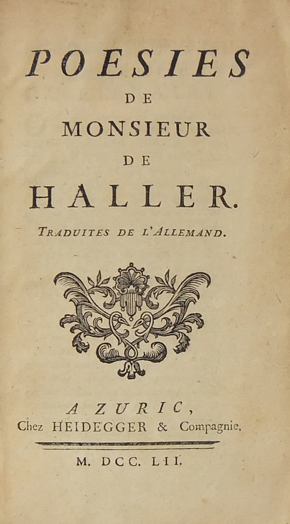 Poésies de monsieur Haller. Traduites de l'allemand. 