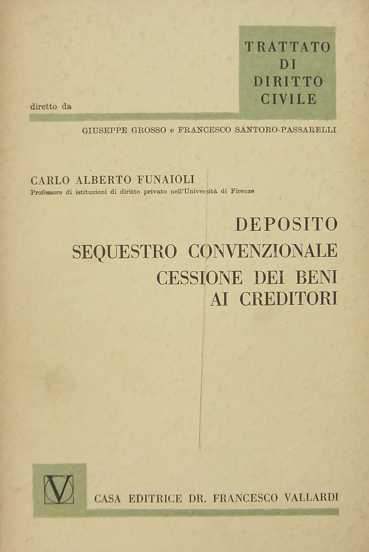 Deposito. Sequestro convenzionale. Cessione dei beni ai creditori