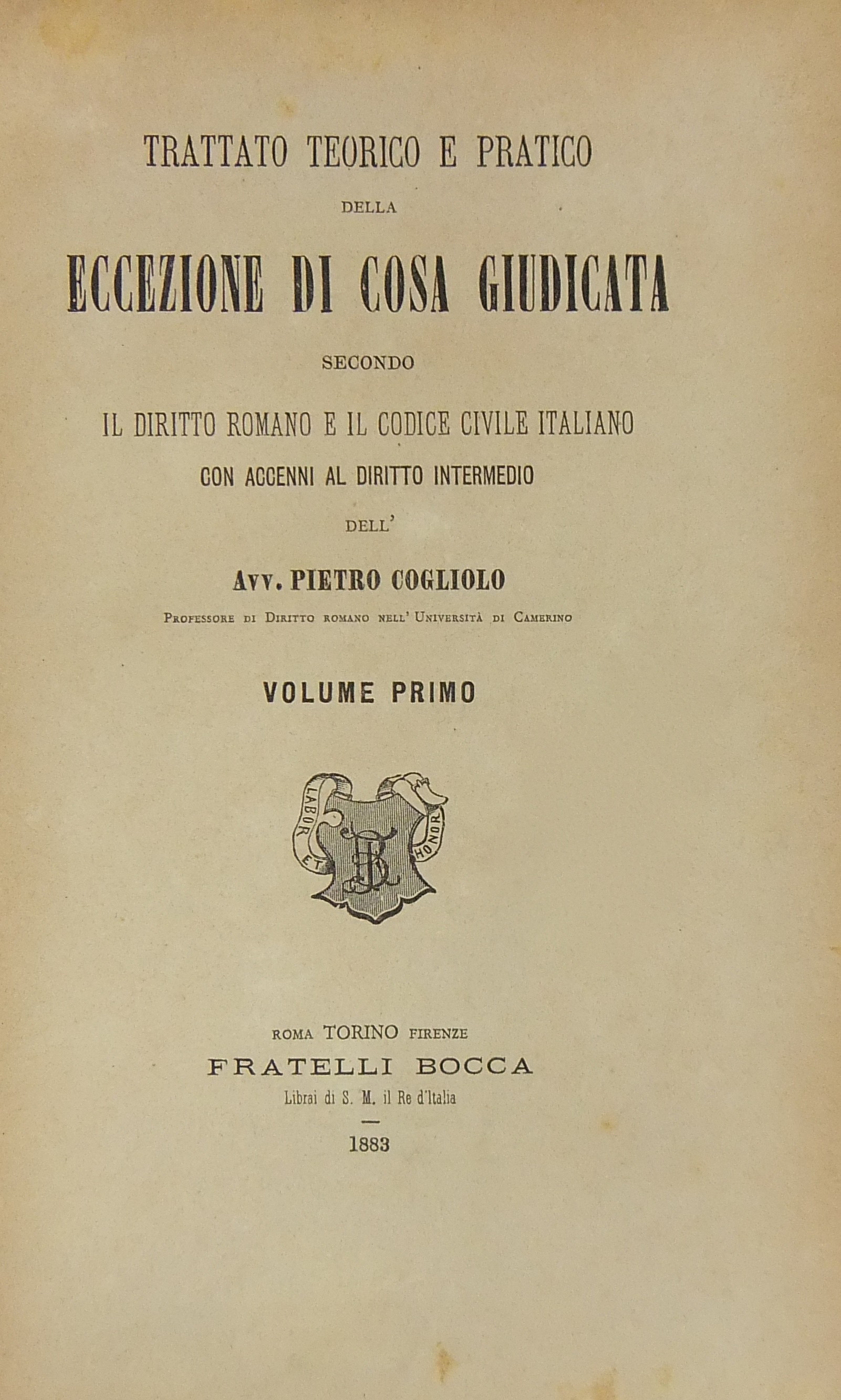 Trattato teorico e pratico della eccezione di cosa giudicata 