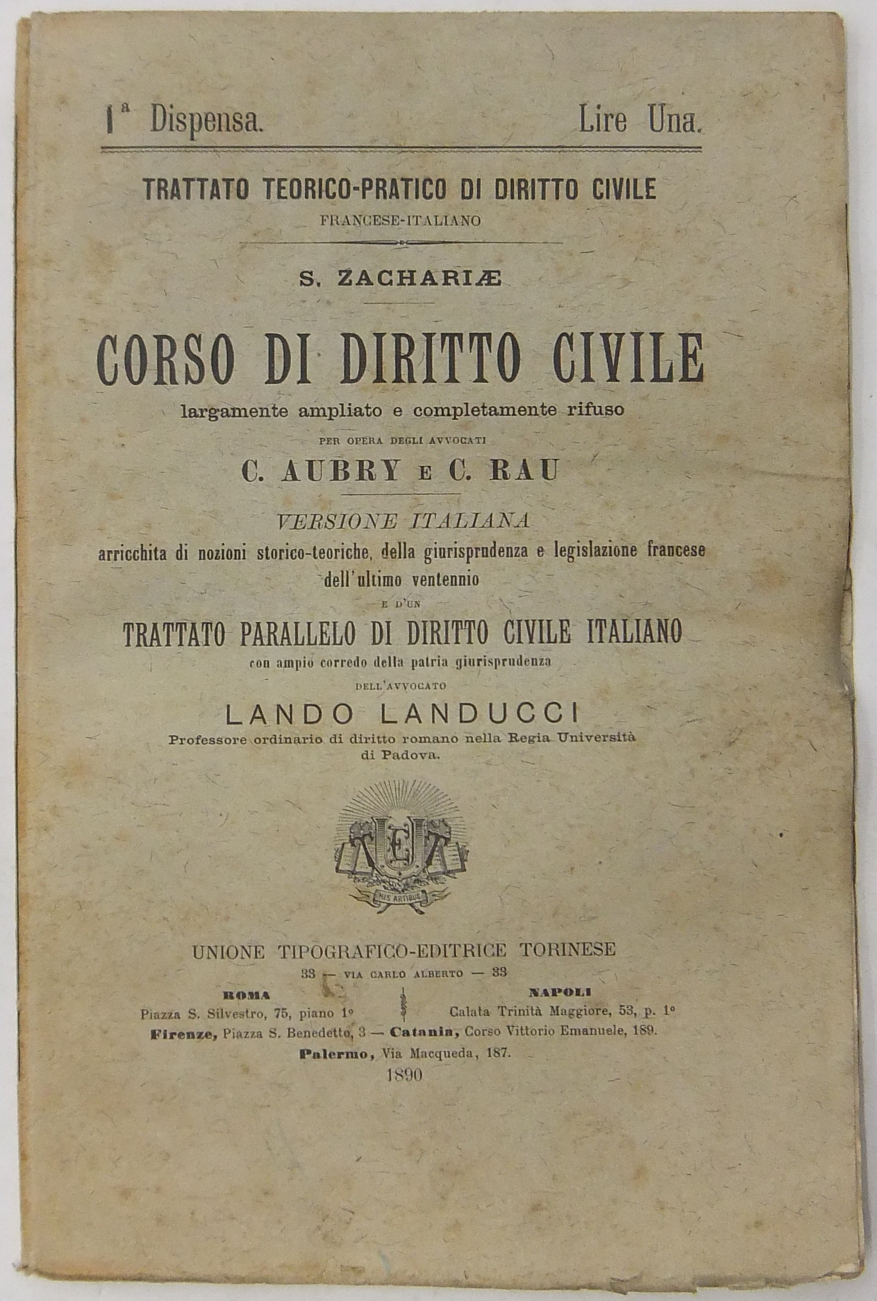 Corso di diritto civile largamente ampliato e completamente rifuso per opera degli avvocati C.Aubry e C.Rau.