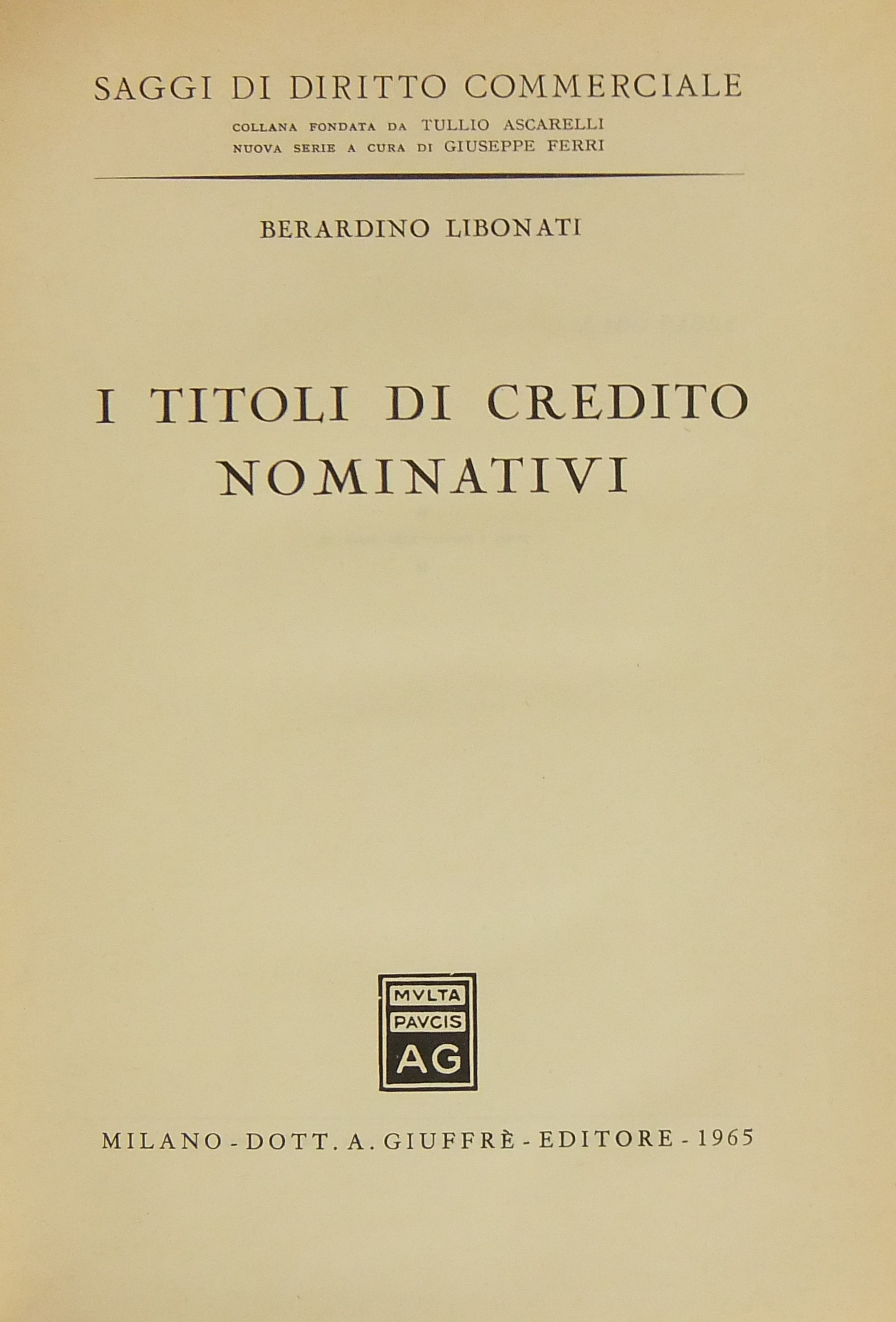 I titoli di credito nominativi