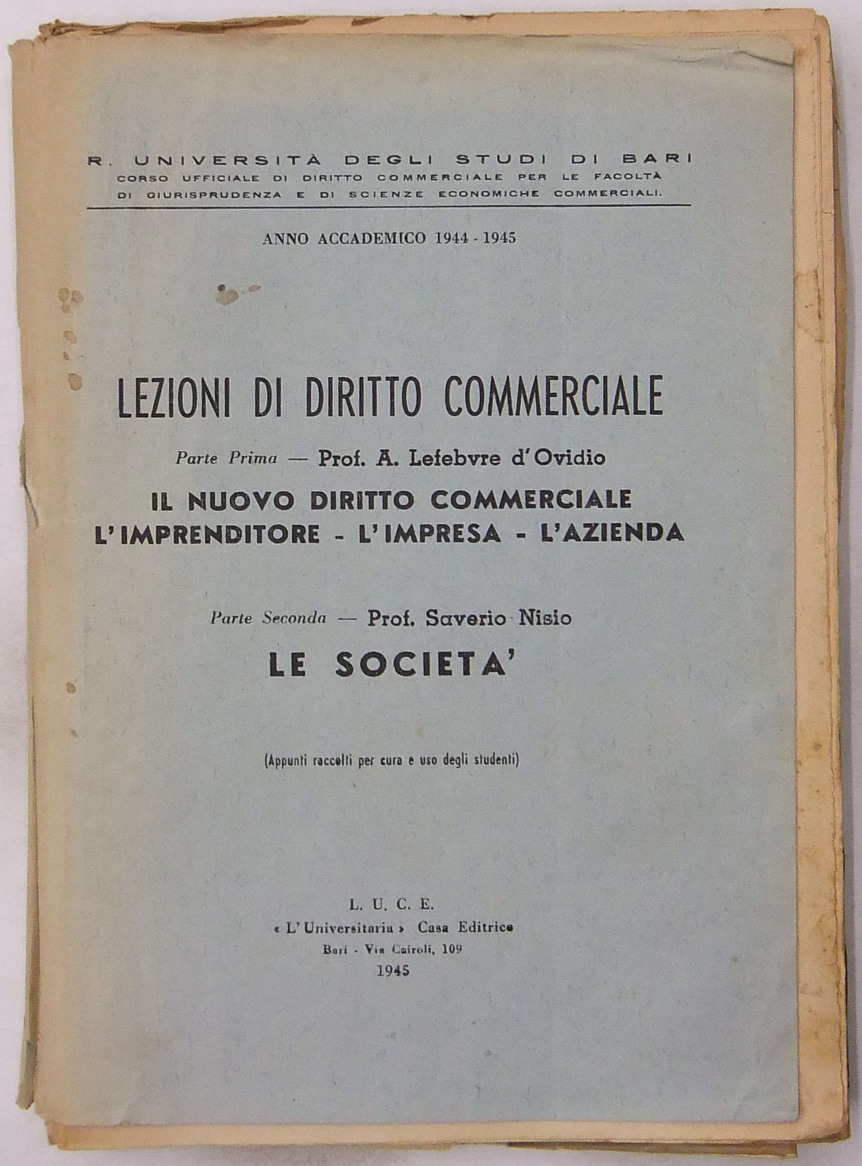 Lezioni di diritto commerciale. Parte prima (Lefeb
